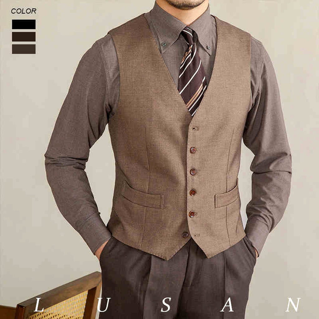 GentleForm™ – Retro Italian V-neck Suit Vest - enhanced image 4