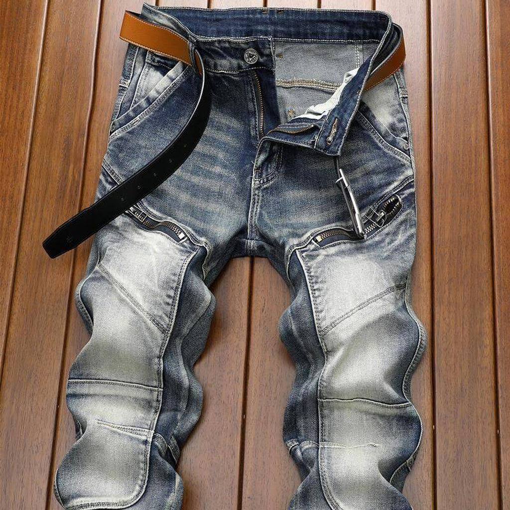Retro Straight Motorcycle Motorcycle Pants Men Jeans - enhanced image 4