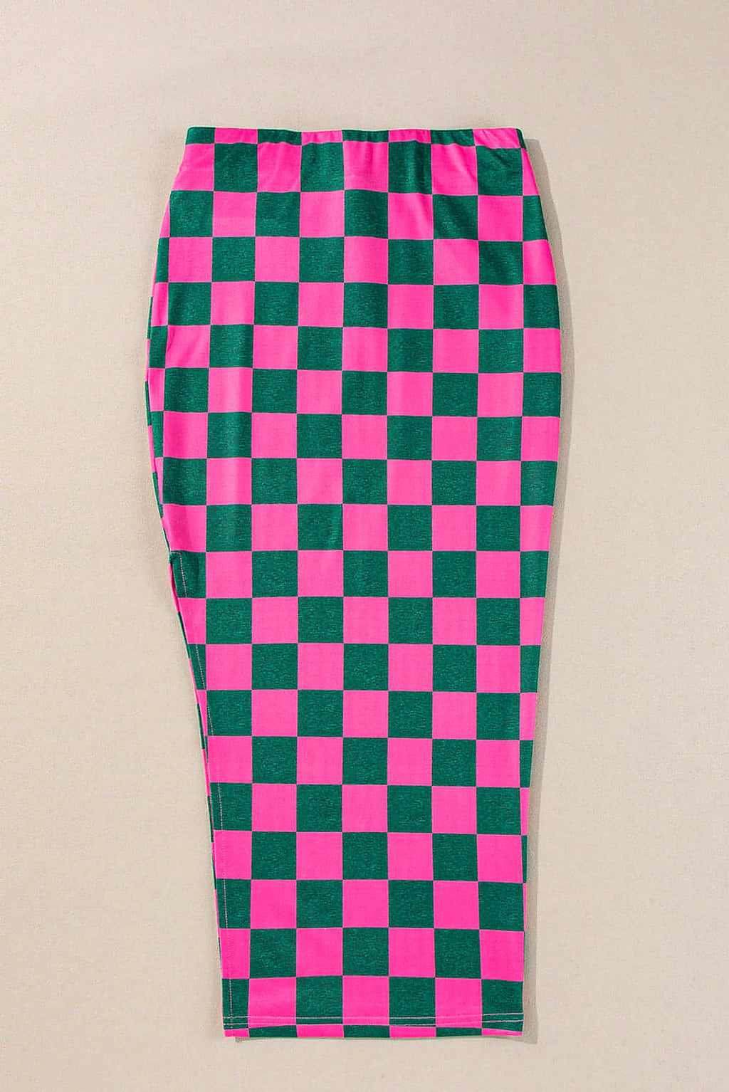 Rose Checkered Print Side Slit High Waist Midi Skirt - enhanced image 4