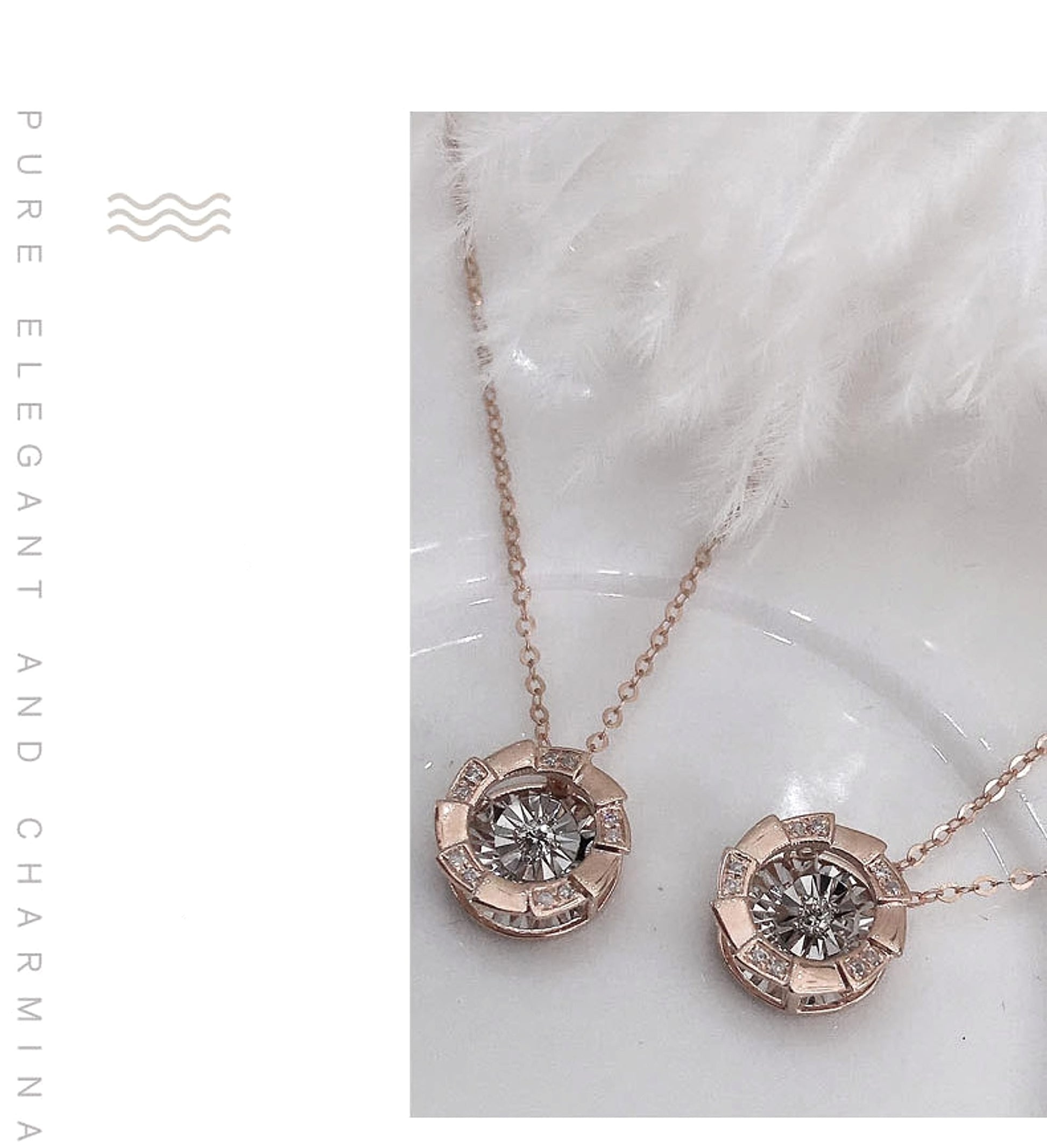 Rose Gold Pulsatile Heart Diamond Pendant Clavicle Chain - enhanced image 4