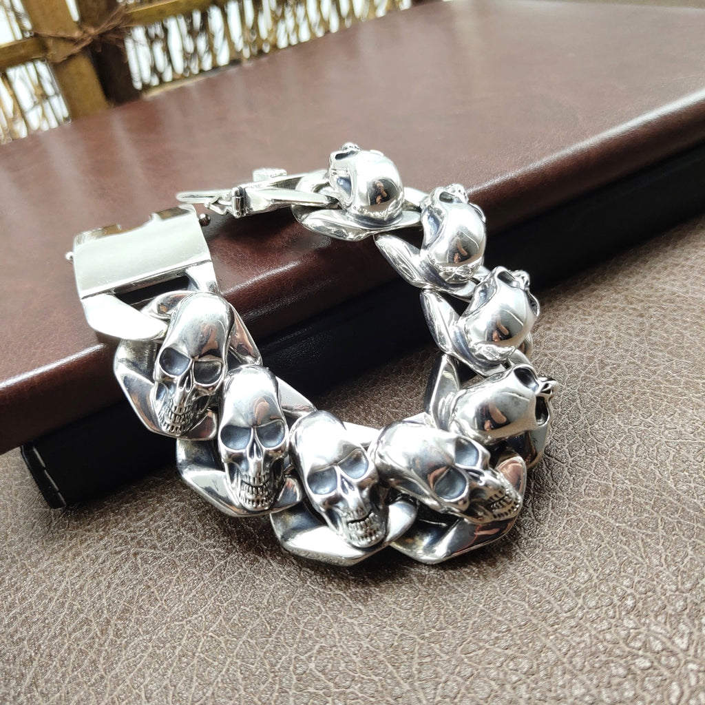 S925 Personality Feather Skull Bracelet For Men - enhanced image 4