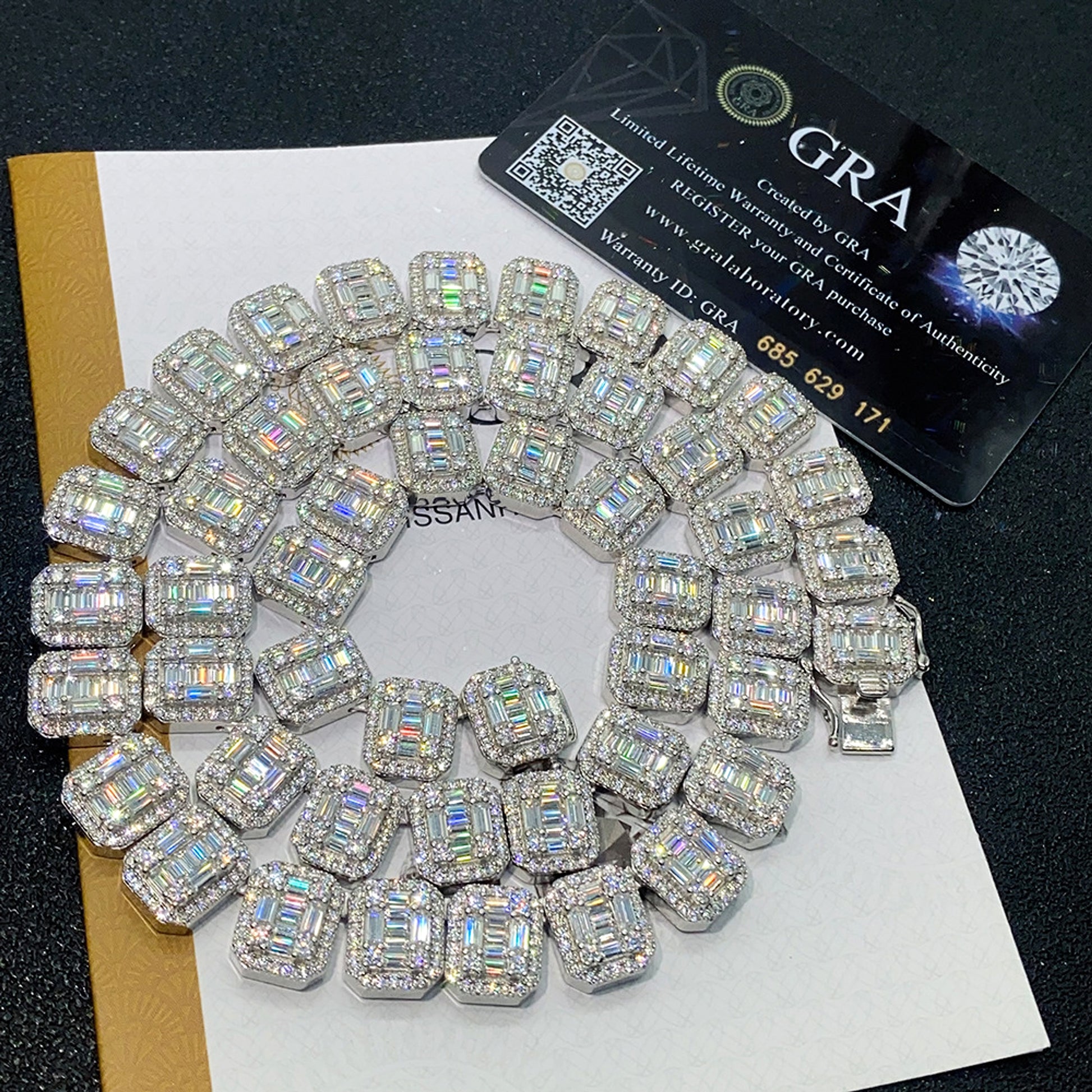 S925 Silver Rectangular Moissanite Cuban Link Chain – Sophisticated and Stylish - enhanced image 4