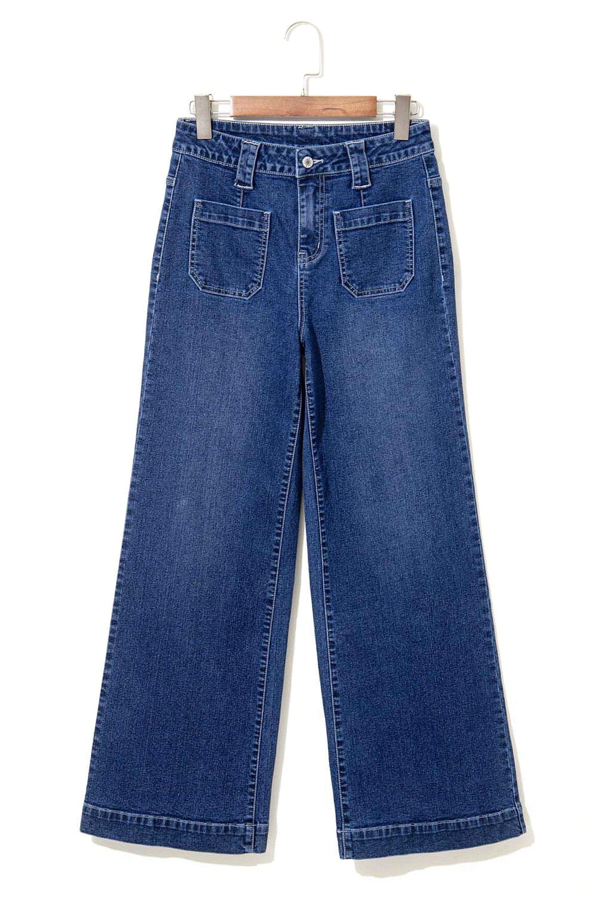 Sail Blue Wide Leg Pocketed High Waist Jeans - enhanced image 4