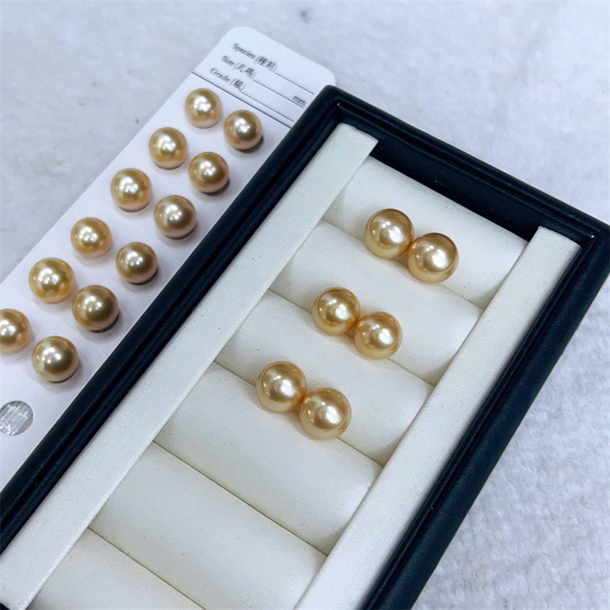 Seawater Nanyang Gold Pearl Ear Studs - enhanced image 4