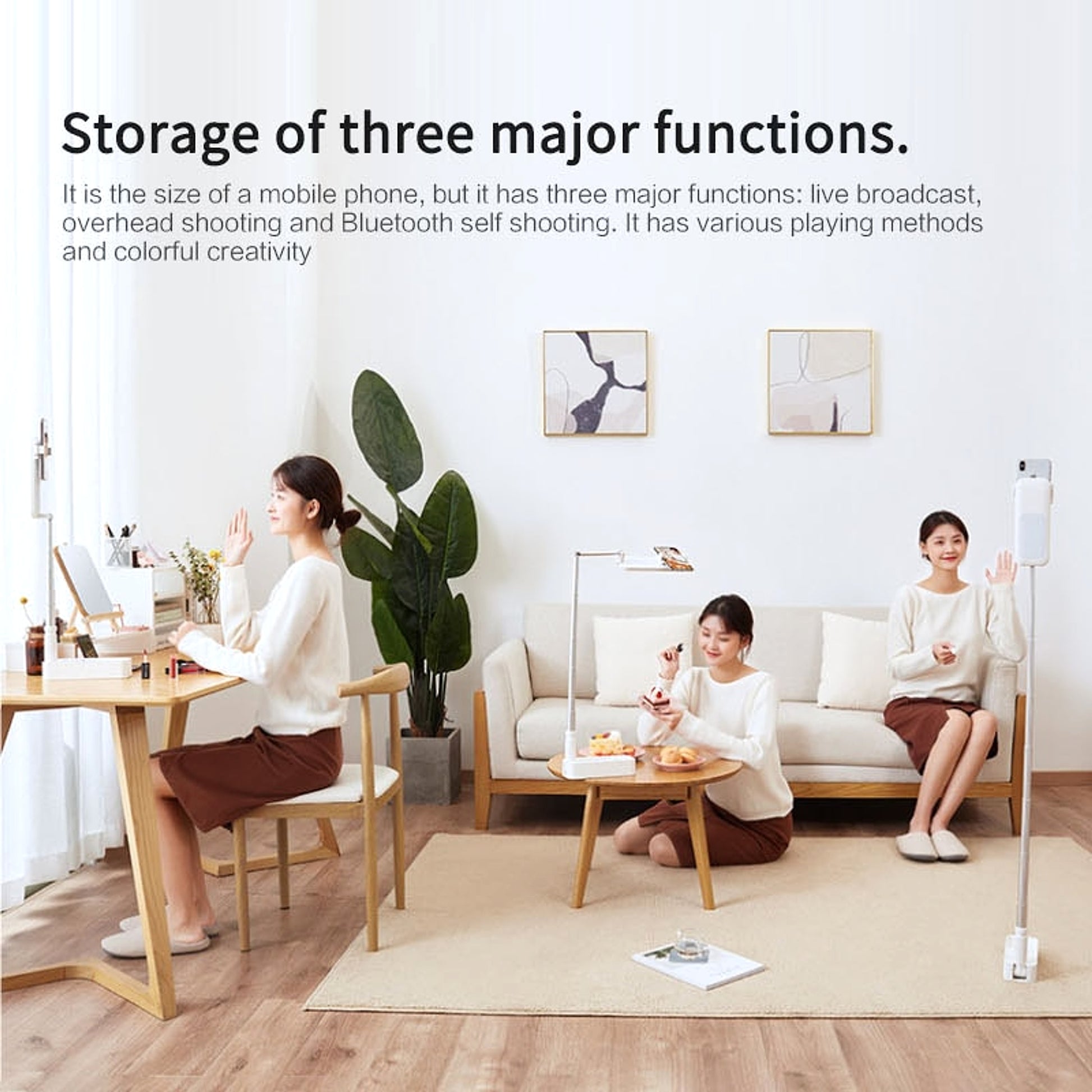 Selfie portable phone holder with lightweight foldable Bluetooth remote control - enhanced image 4