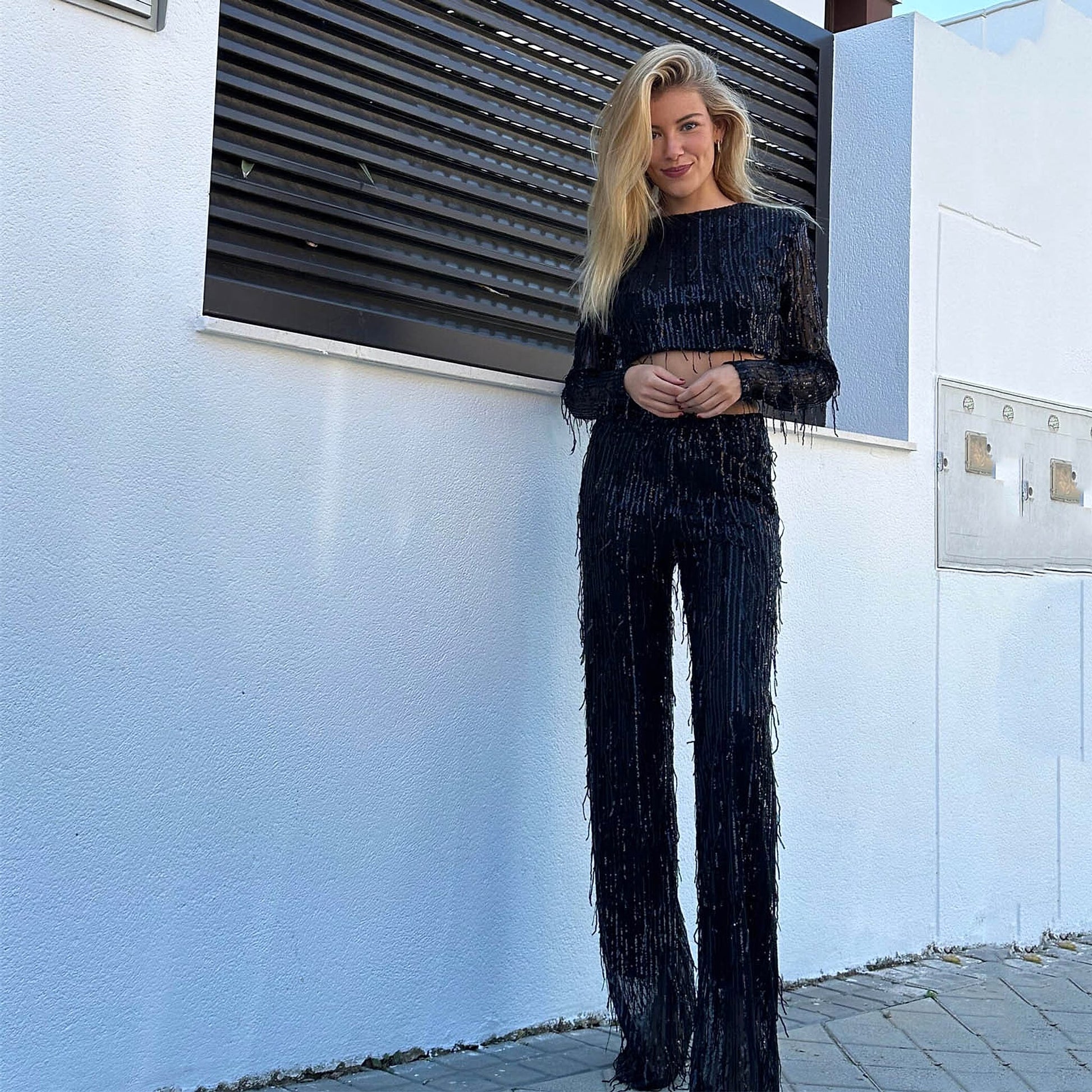 Sequin Round Neck Single-breasted Vest Pants Suit Spring New - enhanced image 4