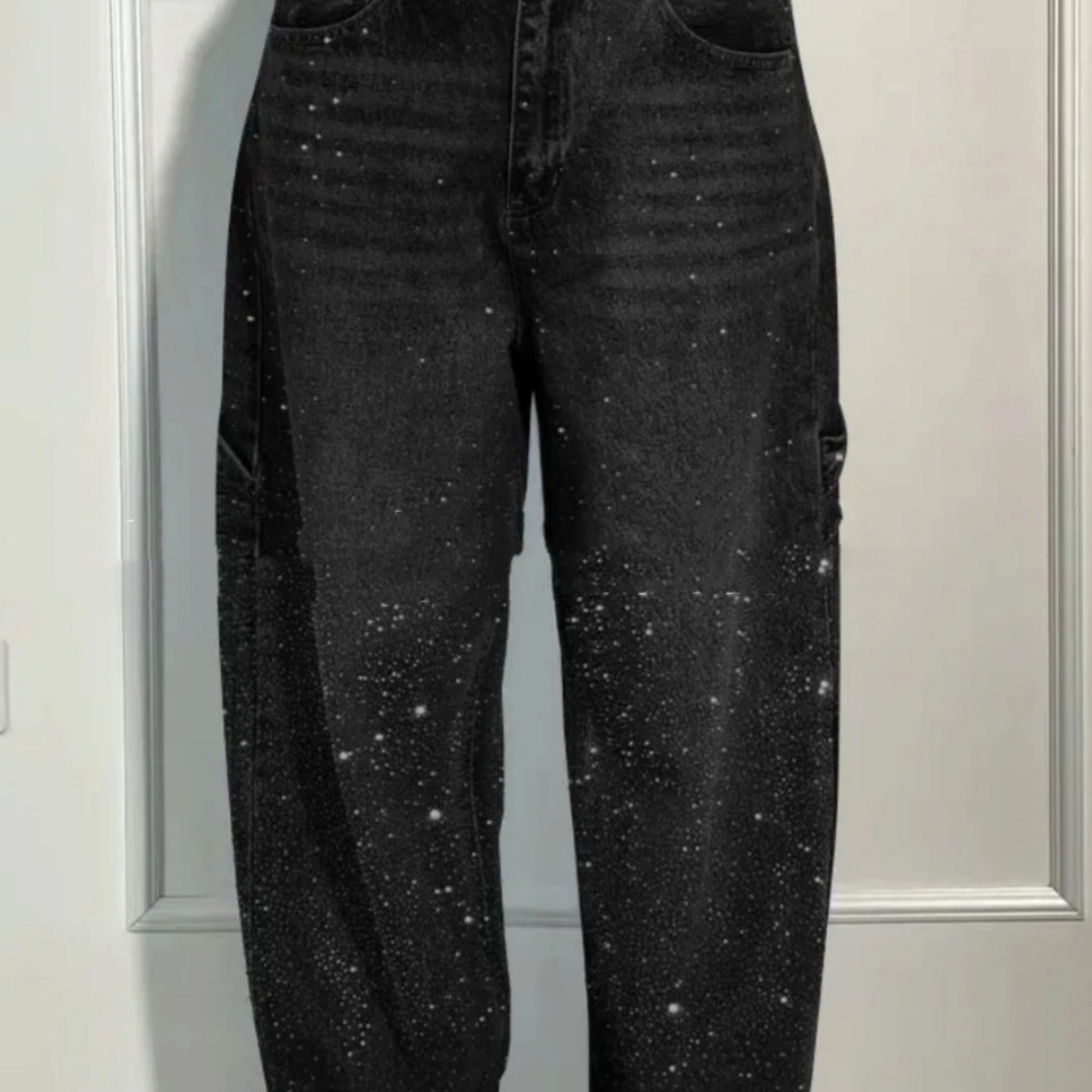 Shiny Straight-Leg Glitter Jeans with Pockets – Wide Leg Pants for Women - enhanced image 4