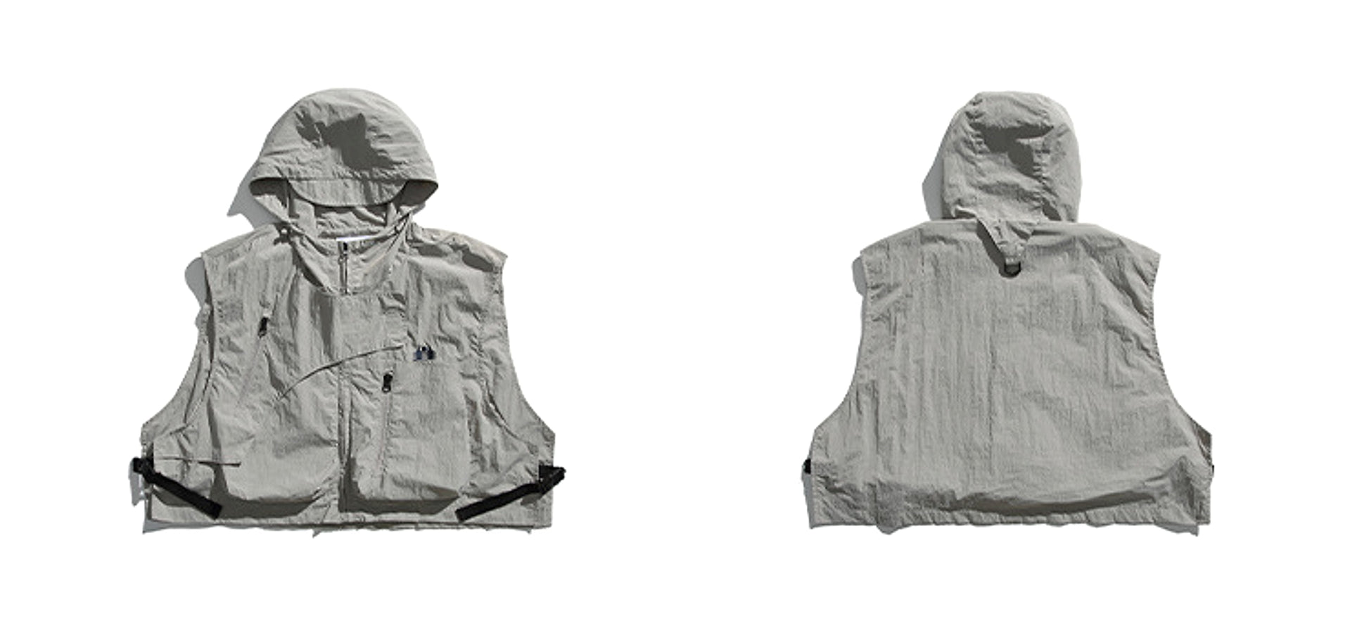 Side Release Buckle Embroidered Hooded Short Vest - enhanced image 4