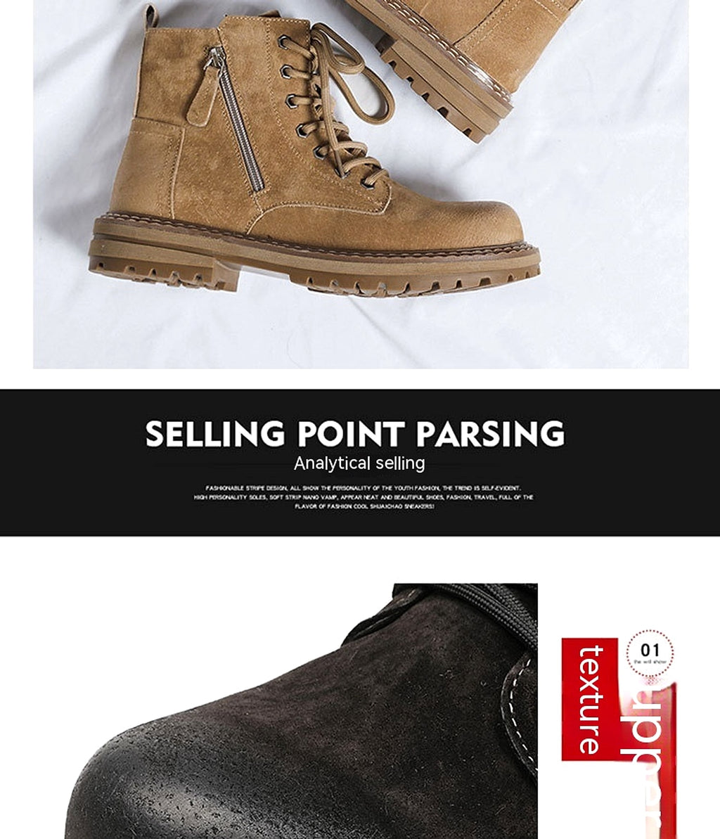Side Zipper Seven-hole Super Popular Ins High Street Fashionable Handsome Ankle Boots - enhanced image 4