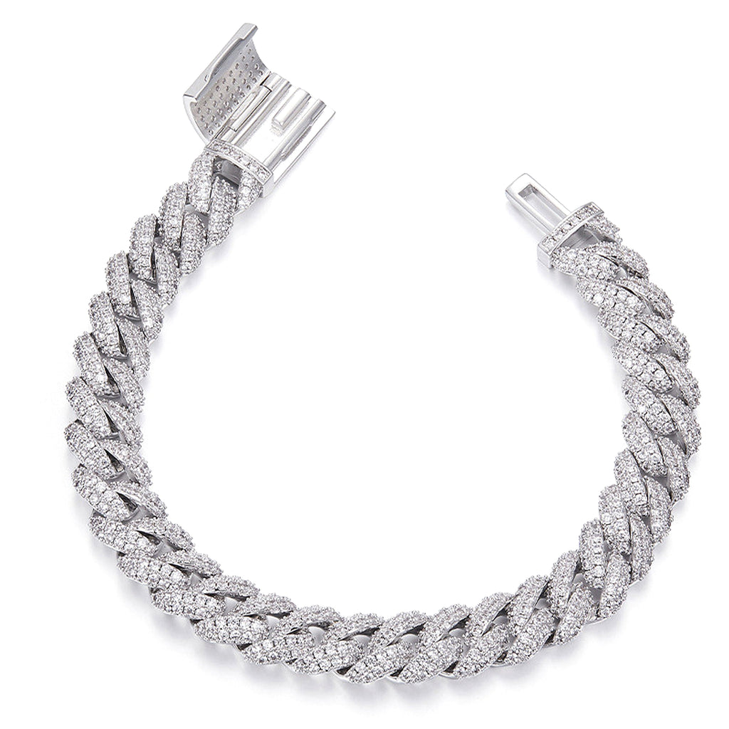 Silver Cuban Bracelet Or Necklace With Moissanite Diamonds - enhanced image 4