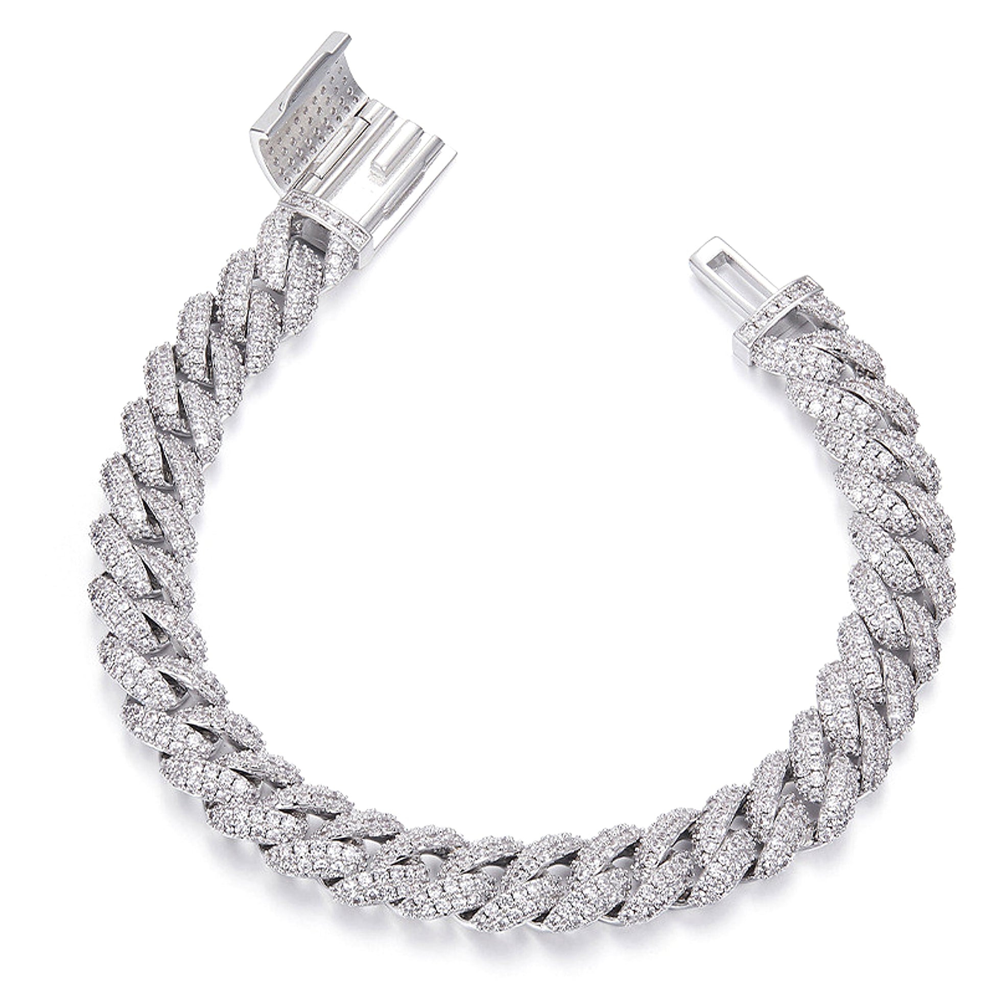 Silver Cuban Bracelet Or Necklace With Moissanite Diamonds - enhanced image 4