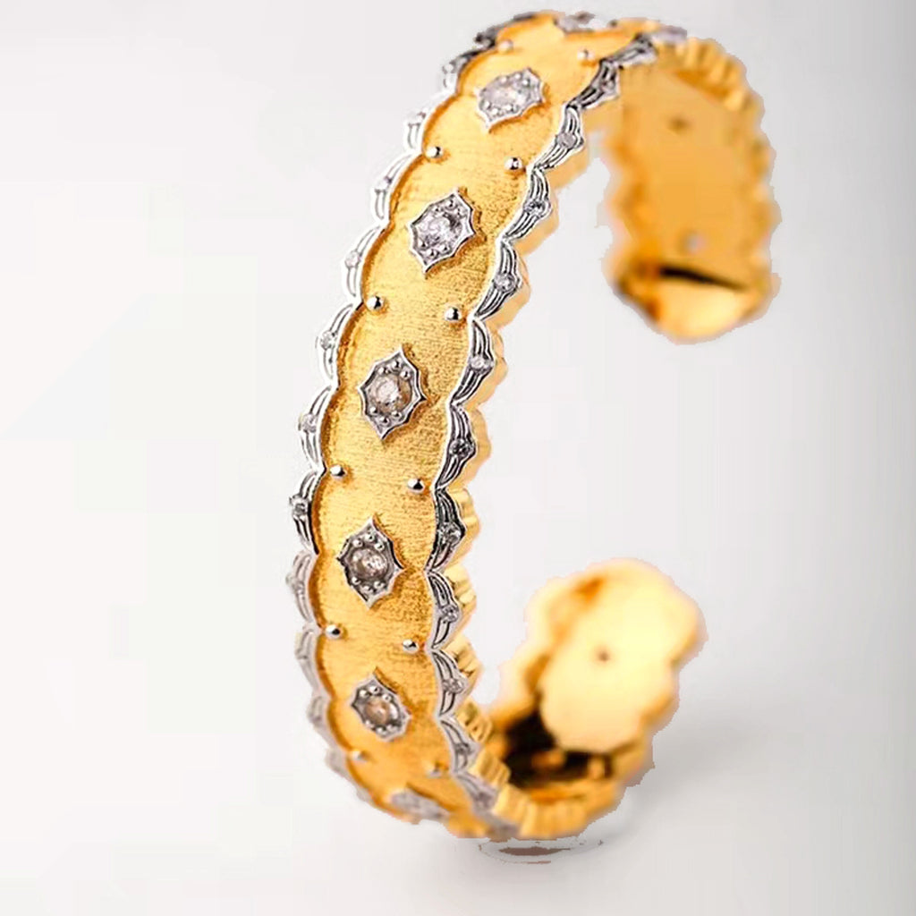 Silver Gold Plated Court Diamond Inlay Bracelet - enhanced image 4