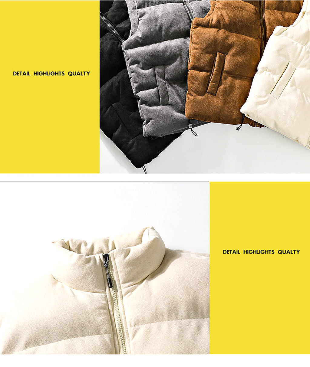 Simple Stand-up Collar Cotton-padded Clothes Vest For Men - enhanced image 4