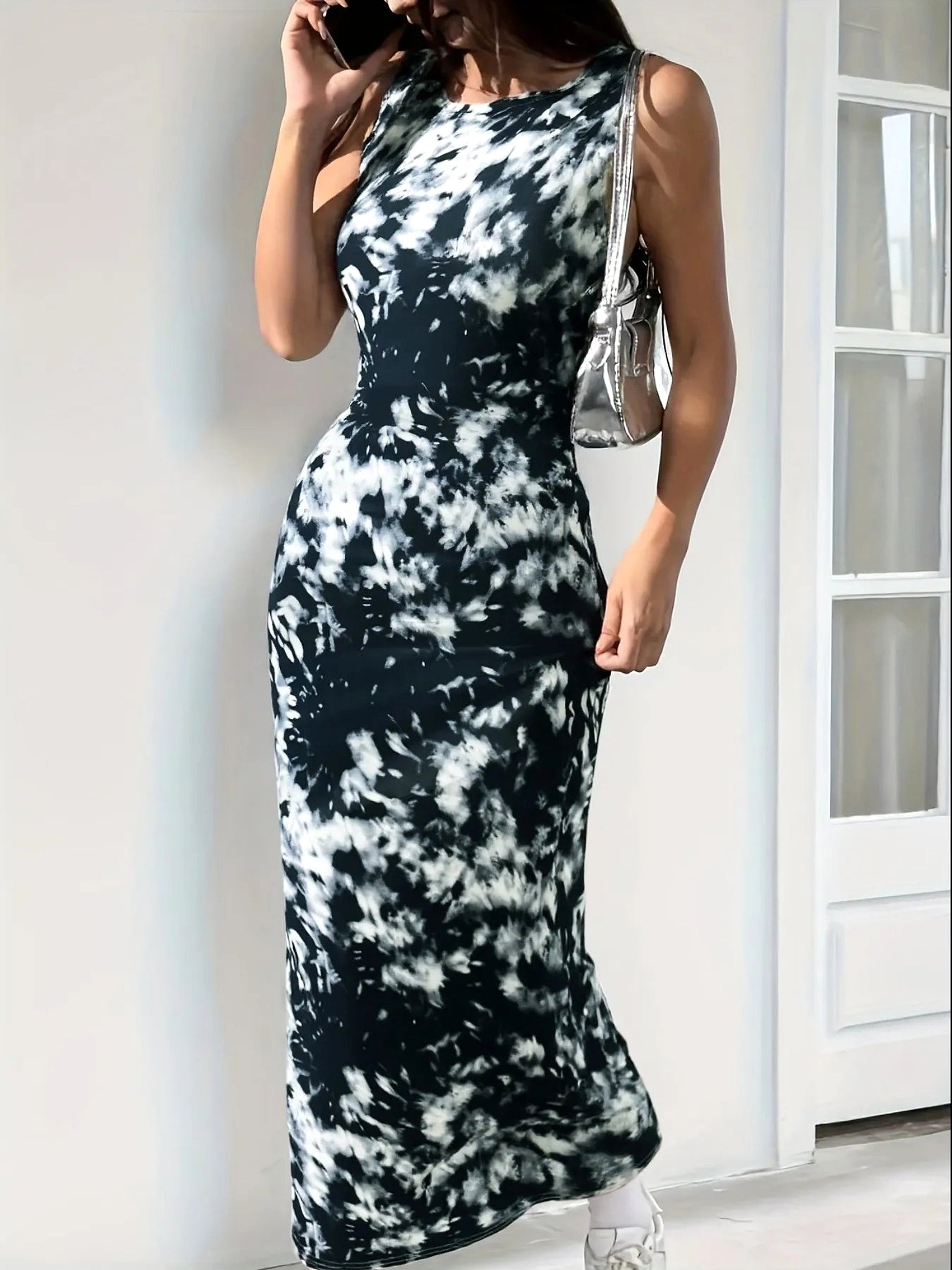 Sleeveless Tie Dye Bodycon Maxi Dress - enhanced image 4