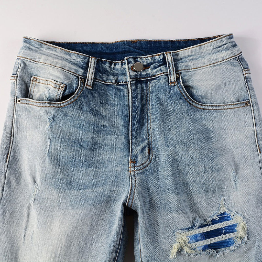 Slim Elastic Hole Skinny Pencil Trousers Jeans Men - enhanced image 4
