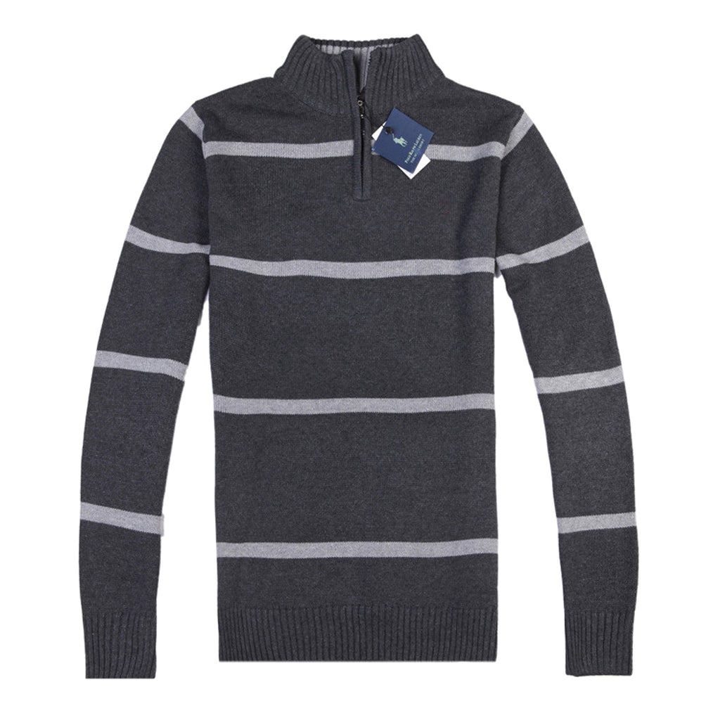 Slim Long-sleeved Casual Knit Sweater Men With Striped Wool - enhanced image 4