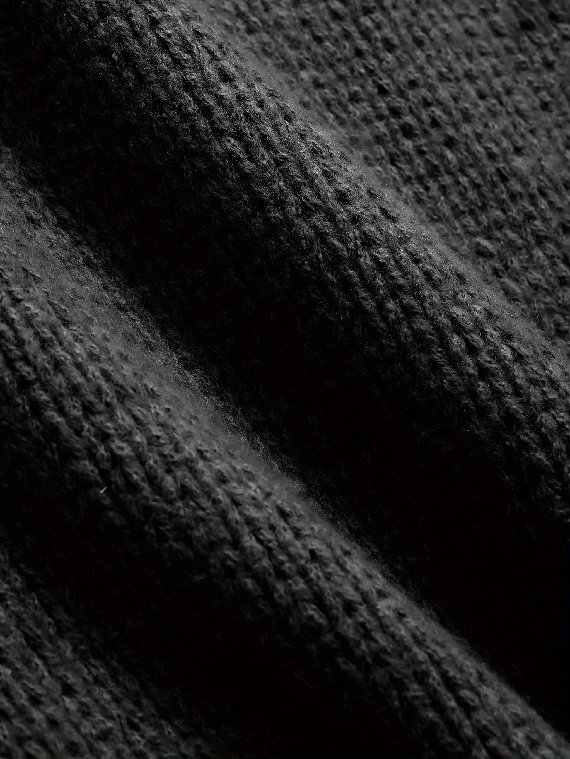 Solid Color Loose Knitted Pullover Leisure Japanese-style Retro Long Sleeve Round Neck Sweater Men - enhanced image 4