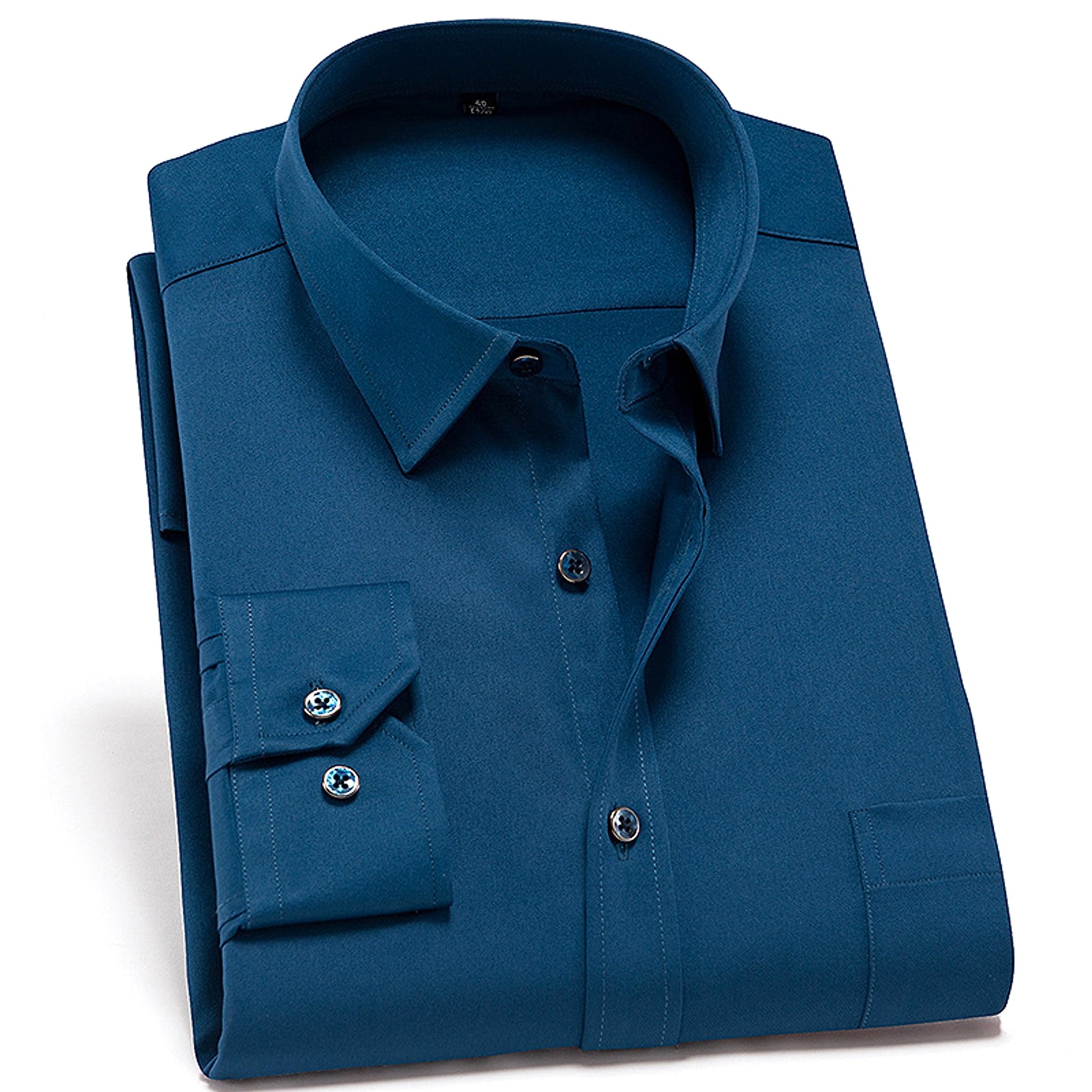 Solid Color DressShirt Men's Non-ironing Stretch Breathable Business Casual - enhanced image 4