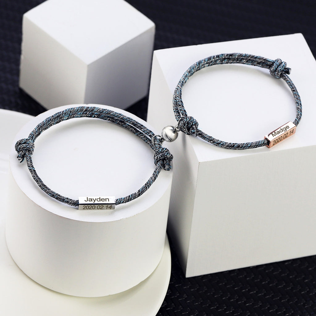 Magnetic Engraved Couple Bracelet – Stay Connected, Always! - enhanced image 4