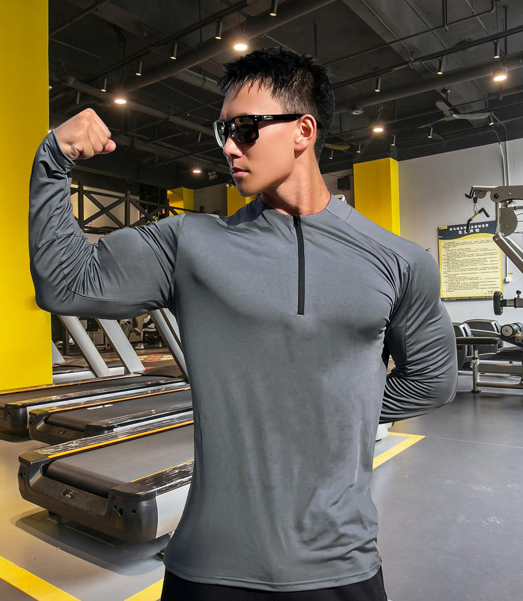 Sports Fitness Men's Long Sleeve Top Zip-up Shirt Trousers Two-piece Suit - enhanced image 4