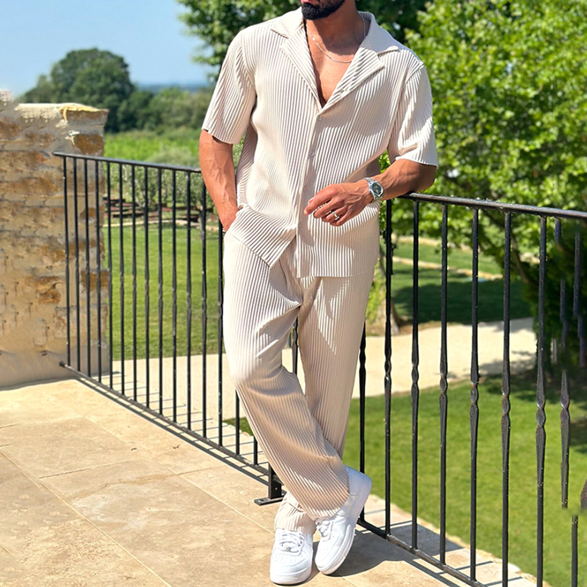 Sports Men Suit Fashion Casual Short-sleeved Trousers Two-piece Set - enhanced image 4