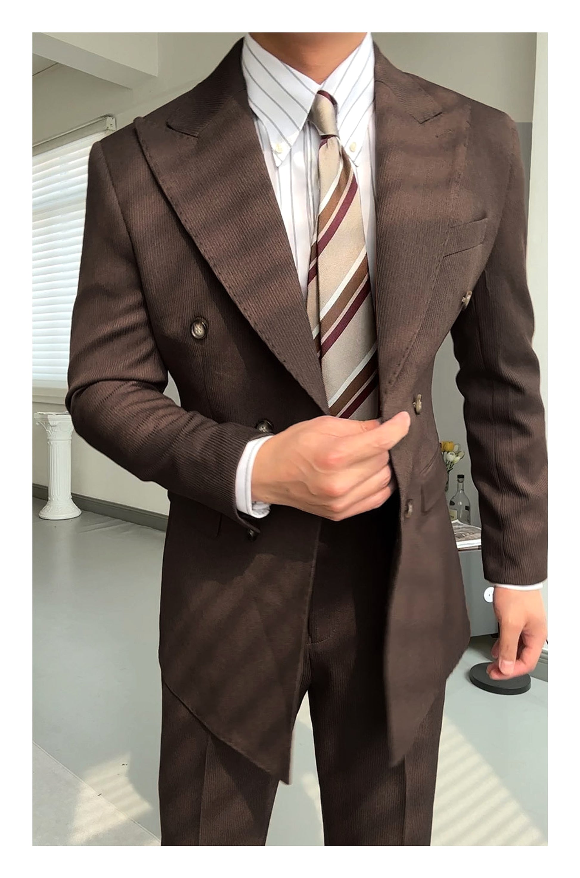 RoyaleForm™ – Spring Double-Breasted Collar Suit Set - enhanced image 4