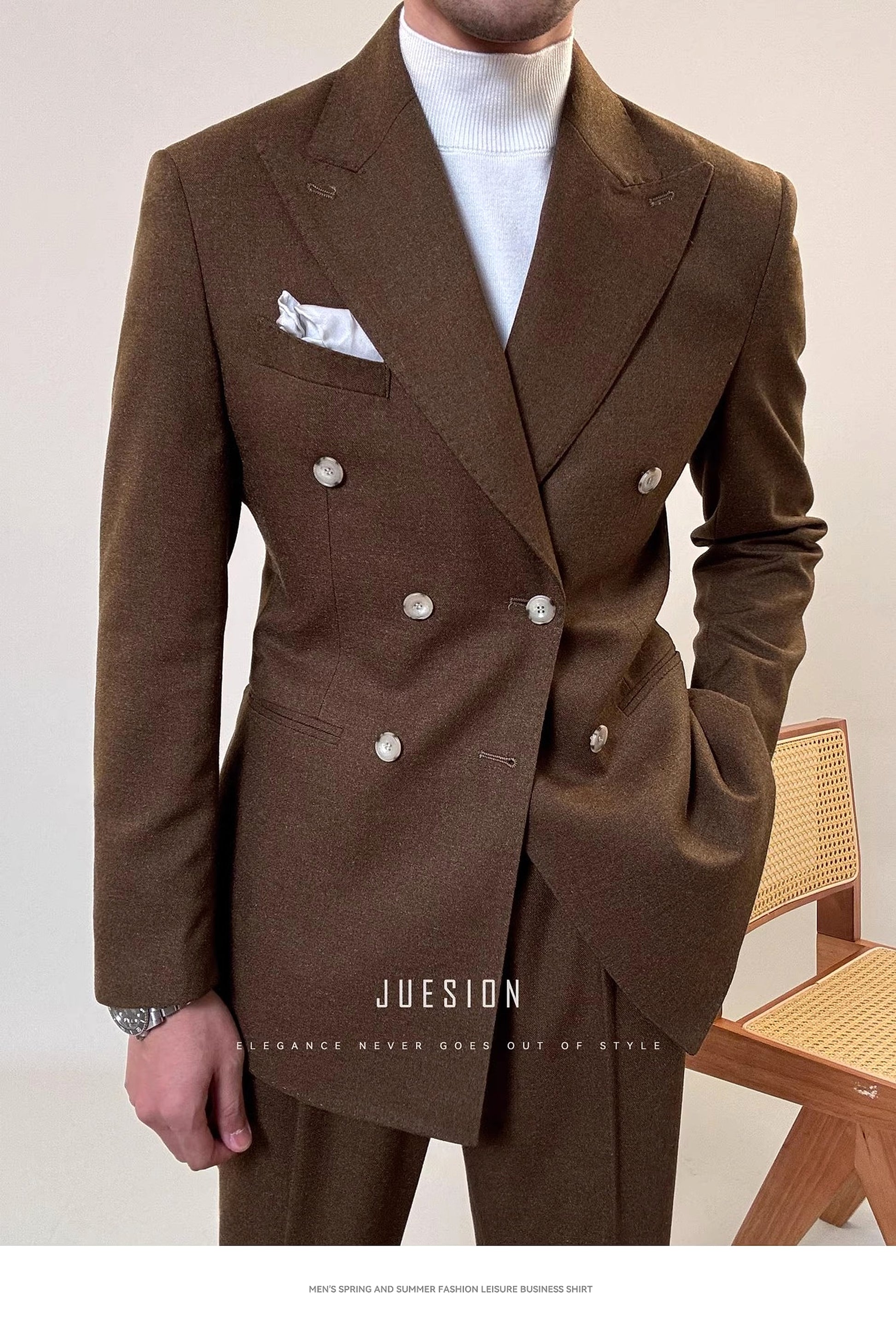 Toscarelli™ – Italian Double-Breasted Spring Suit - enhanced image 4