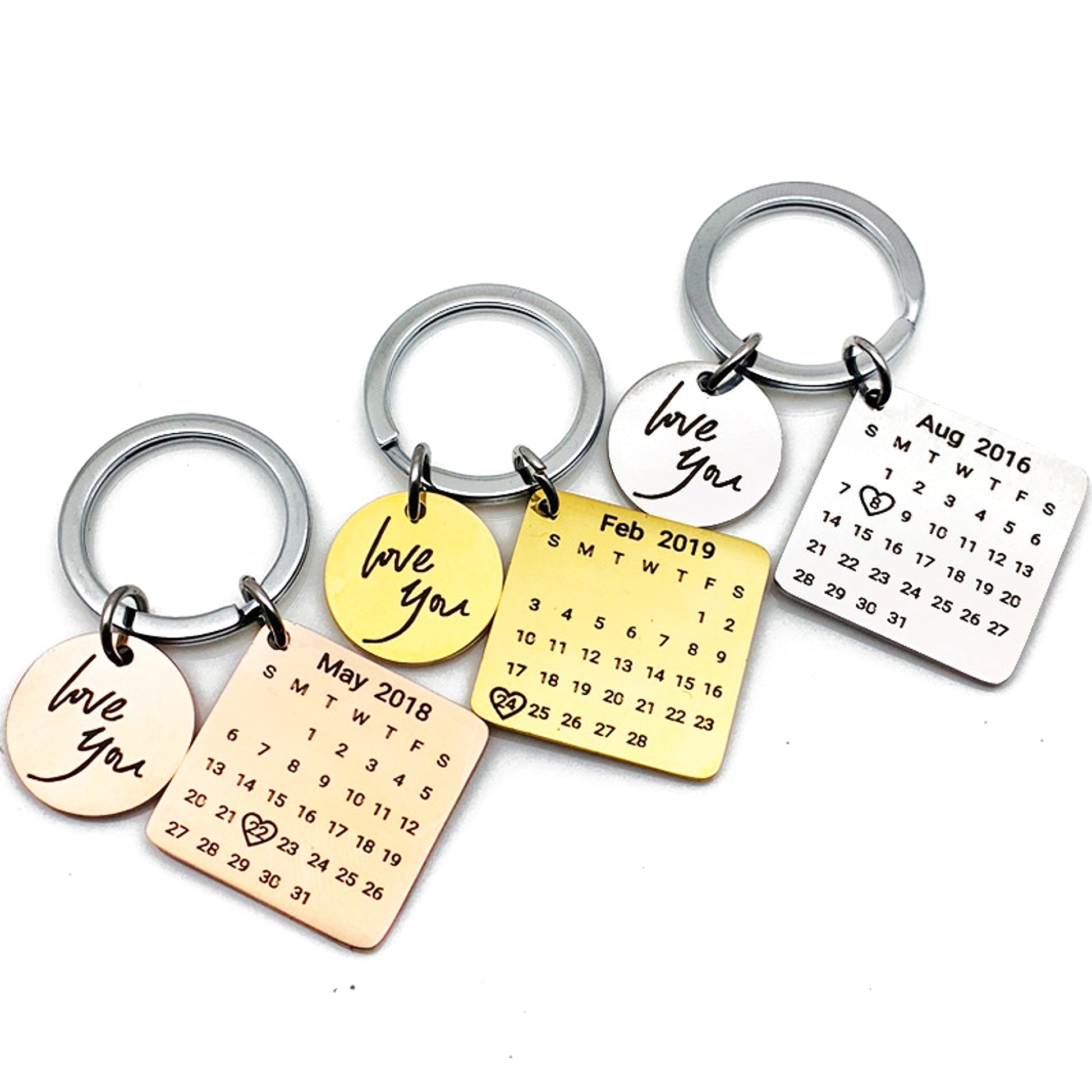 Personalized Stainless Steel Calendar Keychain – Custom Engraved Date Gift - enhanced image 4