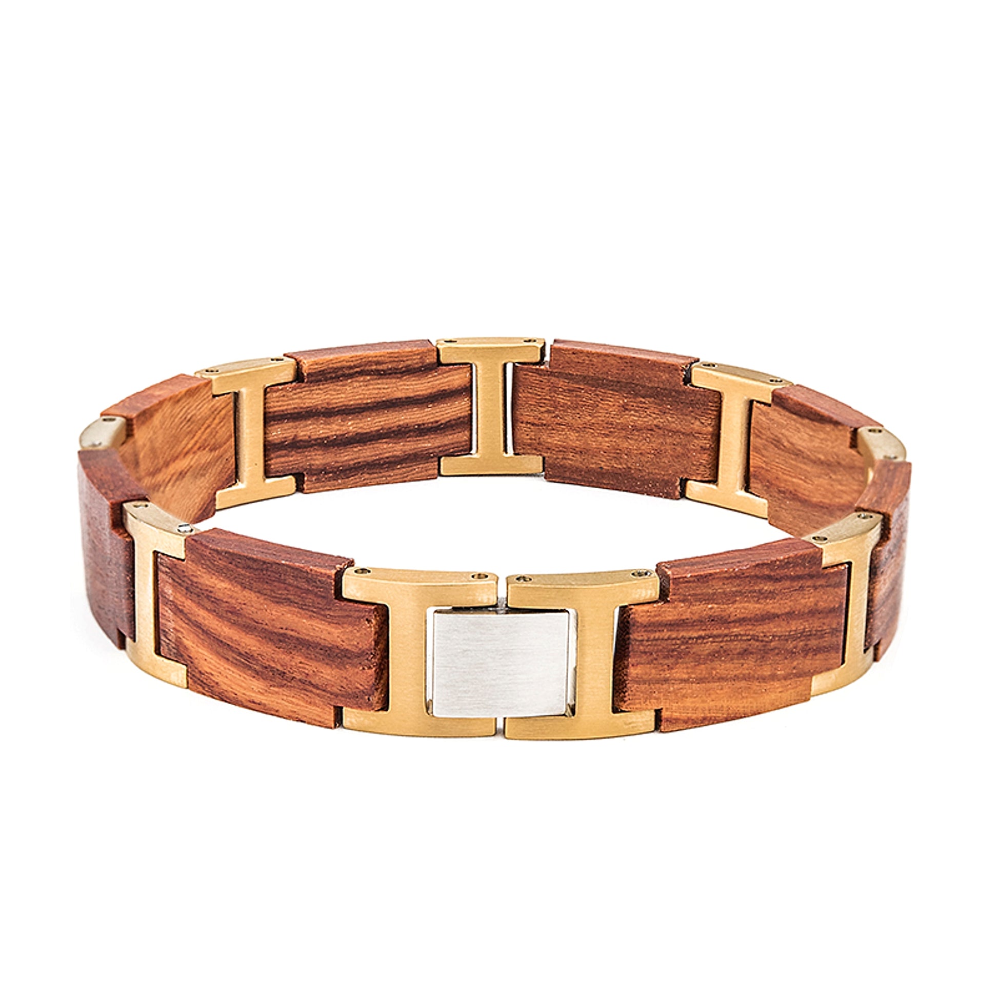 Stainless Steel Inlaid Wood Vintage Bracelet - enhanced image 4
