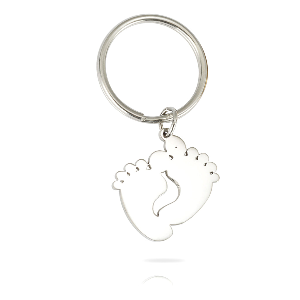 Two-Tone Stainless Steel Footprint Keychain – A Symbol of Love & Connection - enhanced image 4