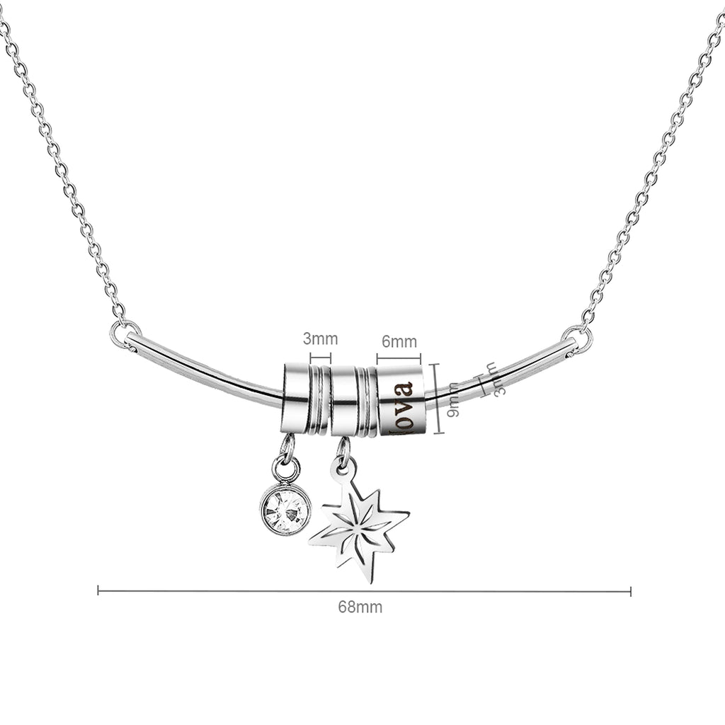 Stainless Steel Necklace With Diamond Custom Lettering Clavicle Chain - enhanced image 4