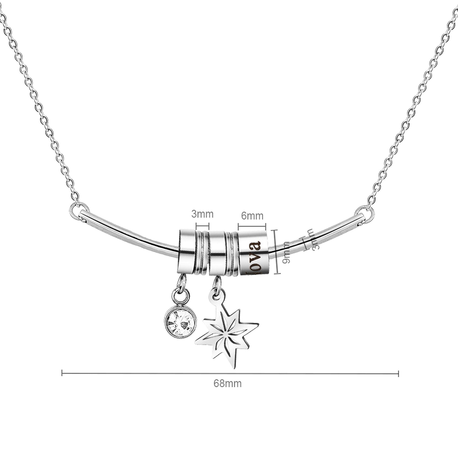 Stainless Steel Necklace With Diamond Custom Lettering Clavicle Chain - enhanced image 4