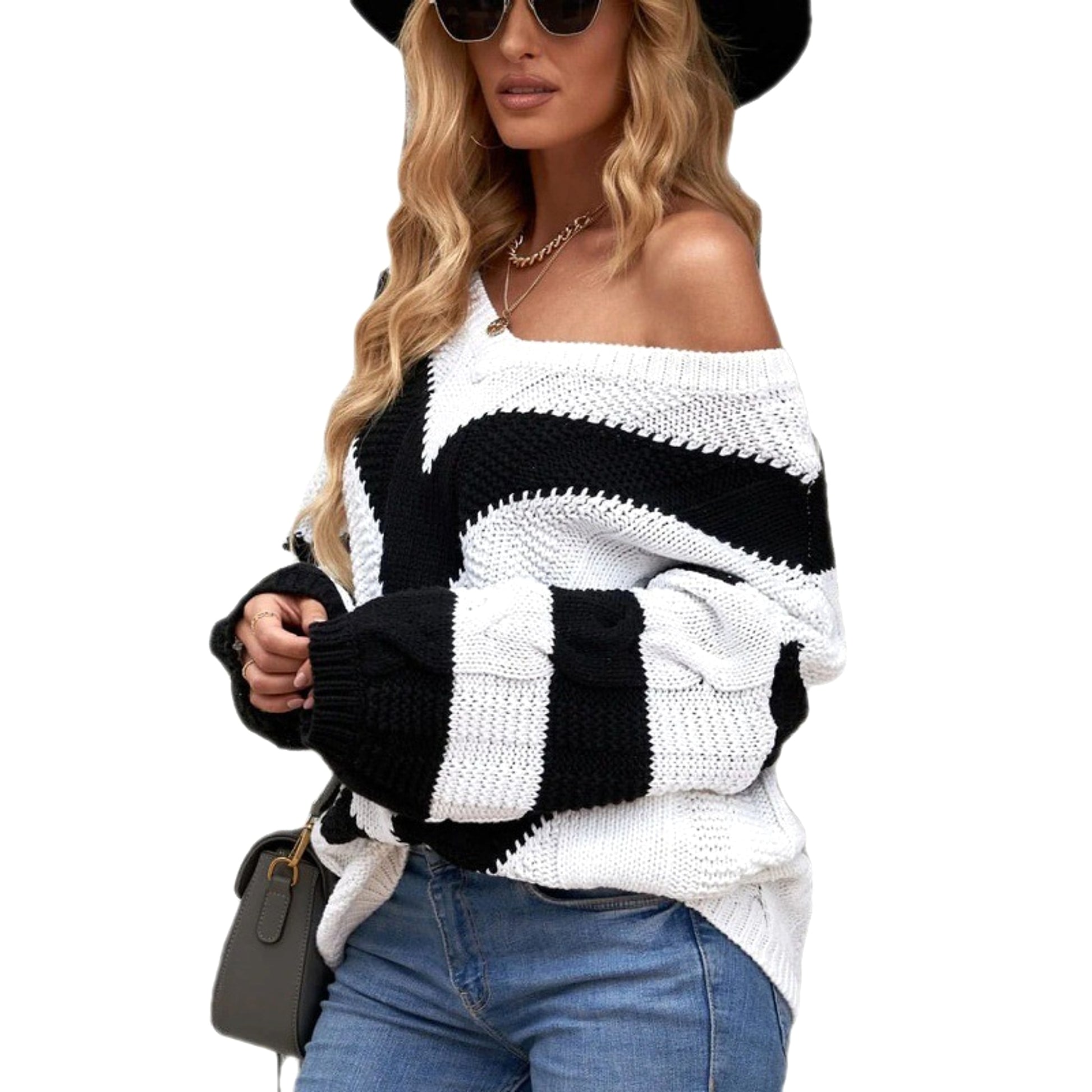Striped Stitching Sweater Pullover - enhanced image 4