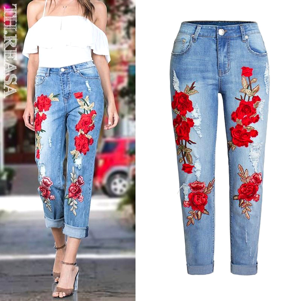 Summer Long Jeans Loose Women Hole Pants Plus Size - enhanced image 4