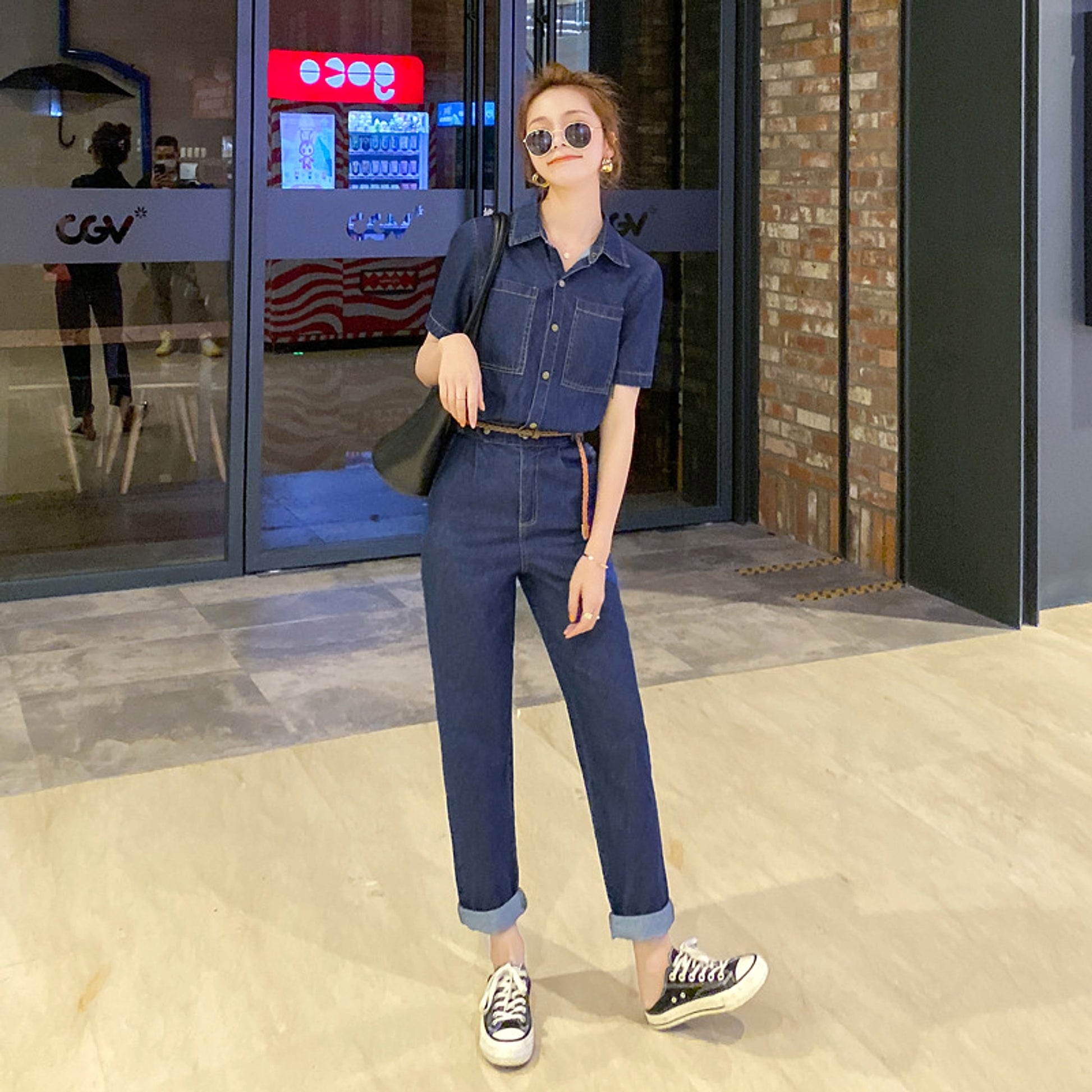 Summer New Short-sleeved Jumpsuit Overall Jeans Clothes Women's Jumpsuit - enhanced image 4