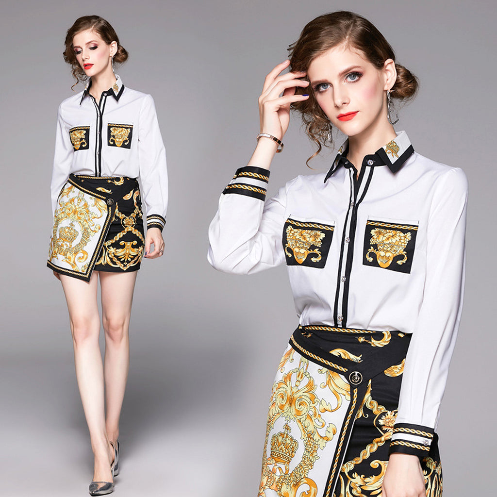 SweetCharm™ – 2-Piece Long Sleeve Top & Mini Skirt Set - enhanced image 4