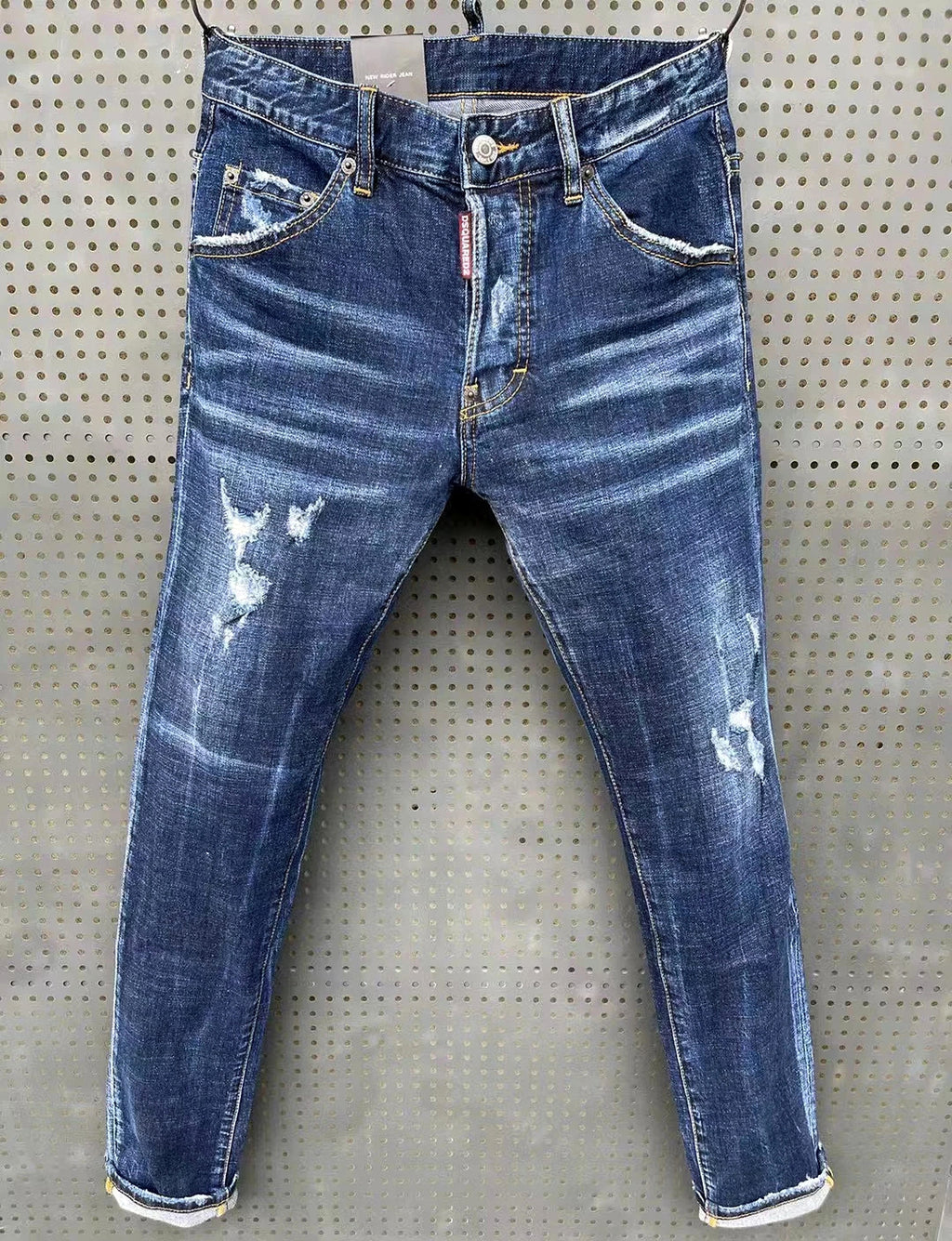 A1. Tatting Splash Paint Men's Slim-fit Patch Stretch DSQ Jeans - enhanced image 4