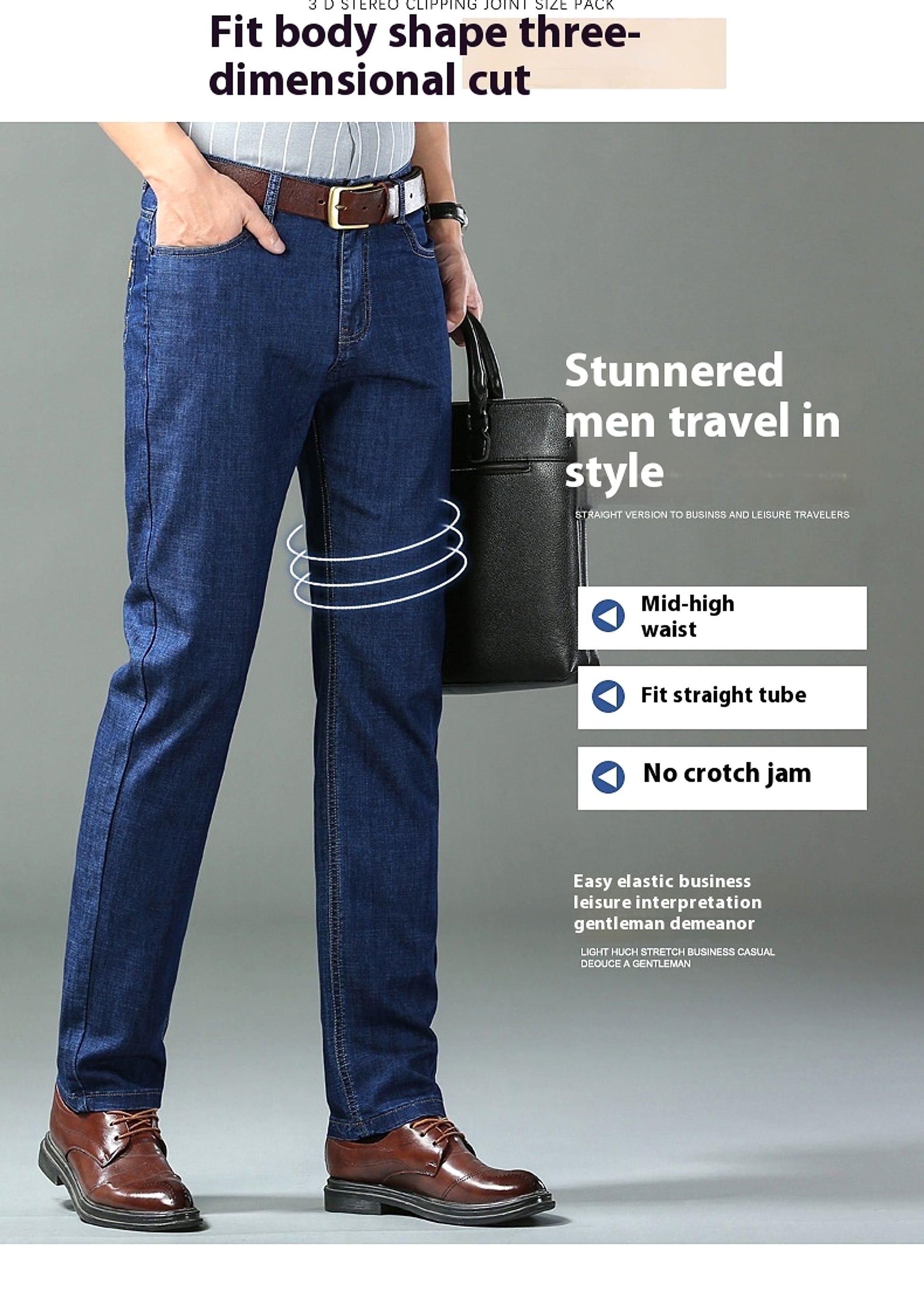 Thin Summer Cotton Elastic Ice Silk Quality Mid-high Waist Jeans - enhanced image 4