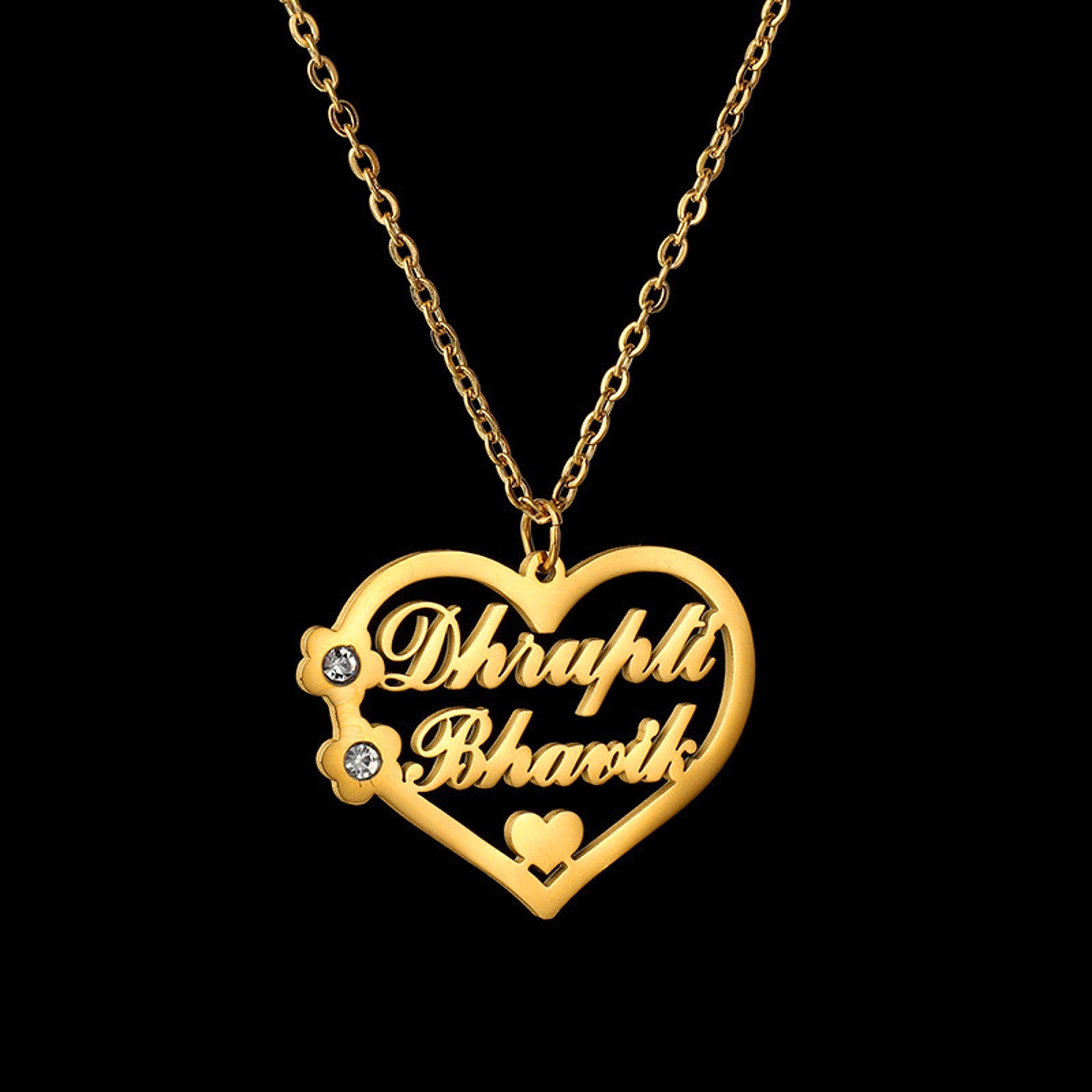 Titanium Steel Cut Heart-shaped Name Necklace Hollow Peach Heart With Diamonds - enhanced image 4