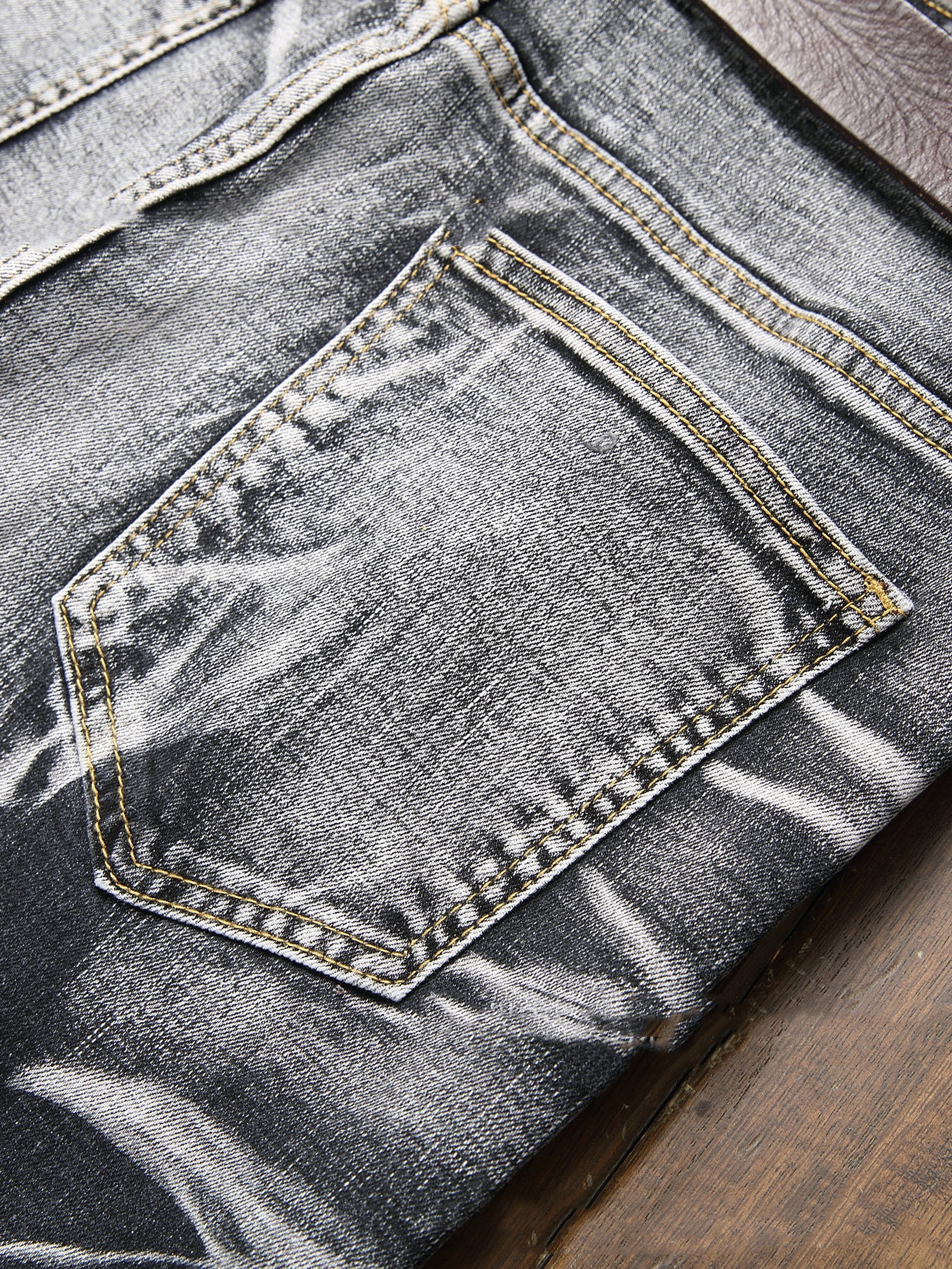 Urban Edge – Men’s Slim Fit Gray Washed Jeans - enhanced image 4