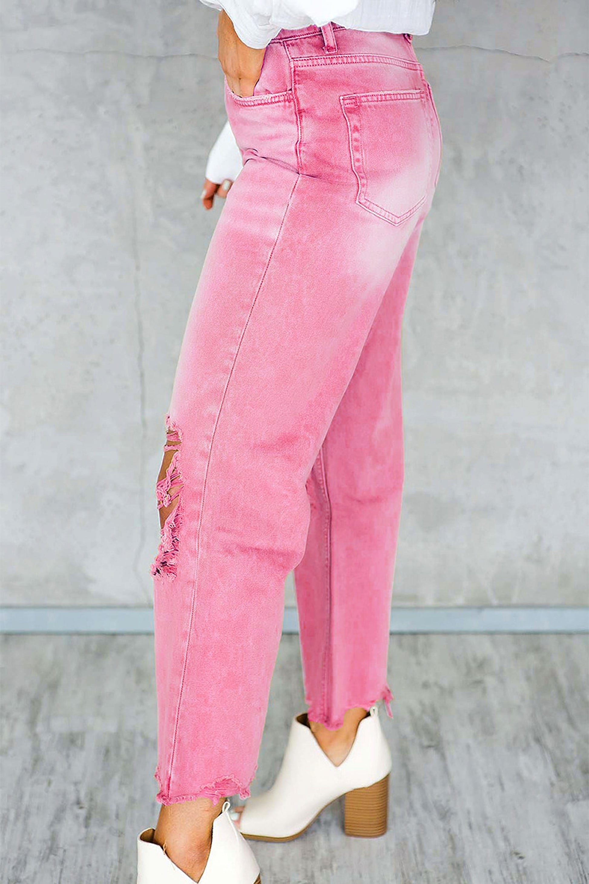 UrbanEdge™ Women's Jeans – High-Waist, Vintage-Ripped Style - enhanced image 4
