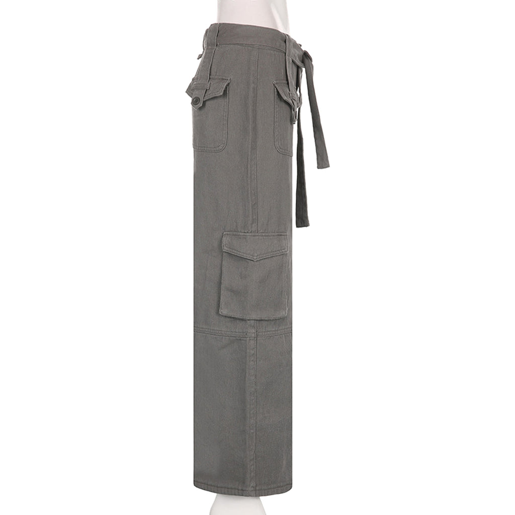 Vintage Multi Pocket Belt Casual Workwear Jeans Women - enhanced image 4