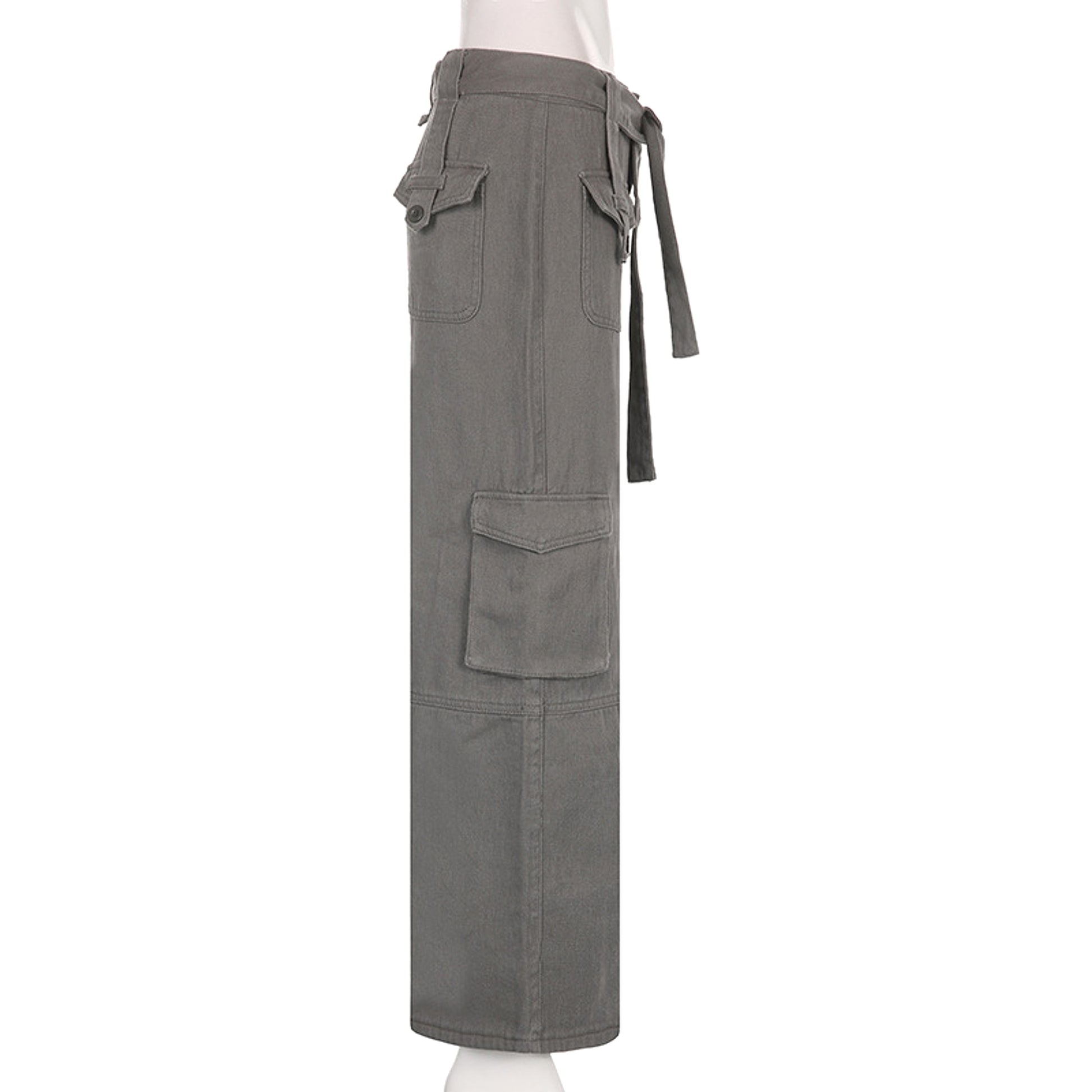 Vintage Multi Pocket Belt Casual Workwear Jeans Women - enhanced image 4