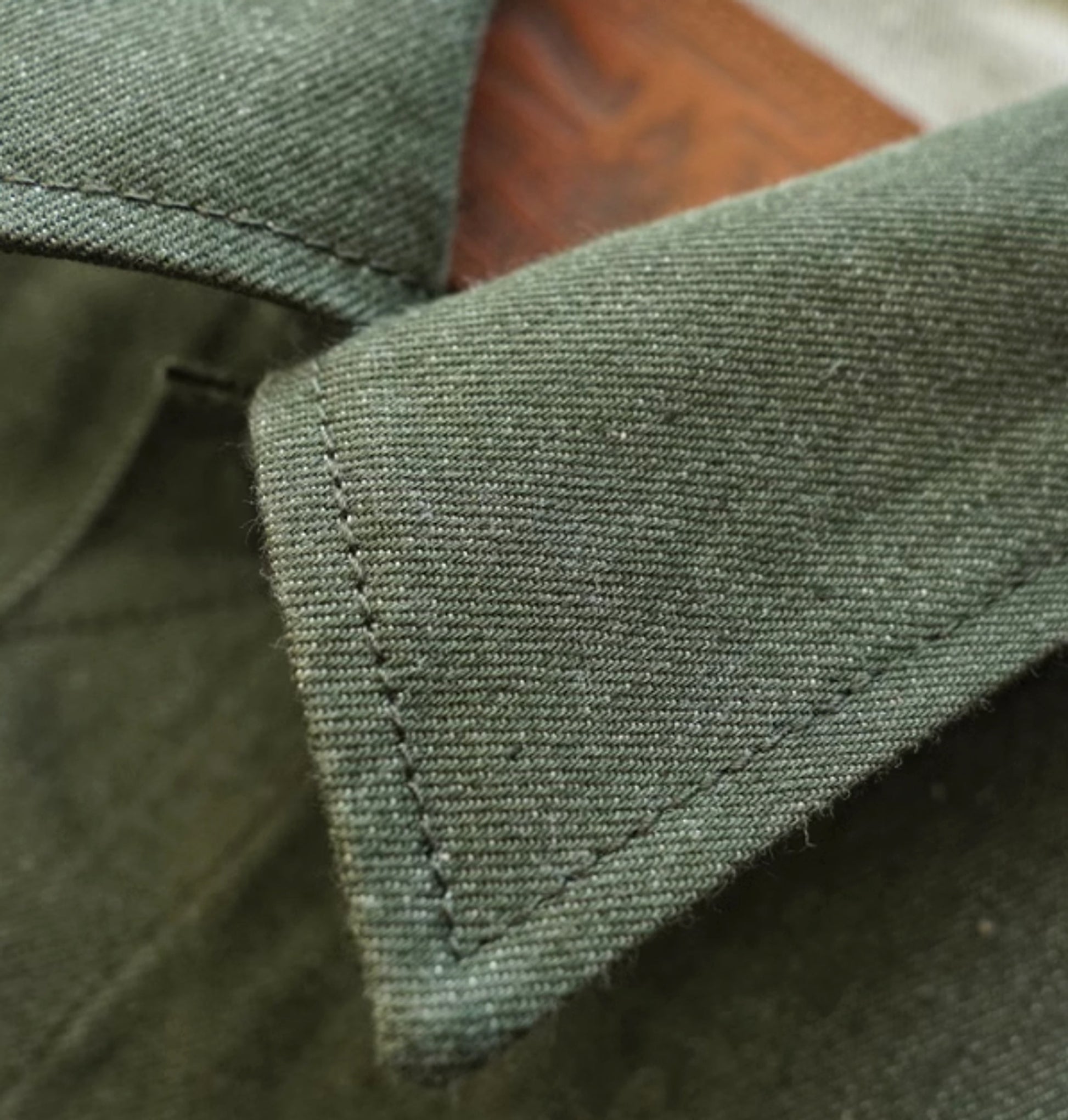 Vulcanized Green Puree Denim Retro Workwear Pure Cotton Coat Men - enhanced image 4