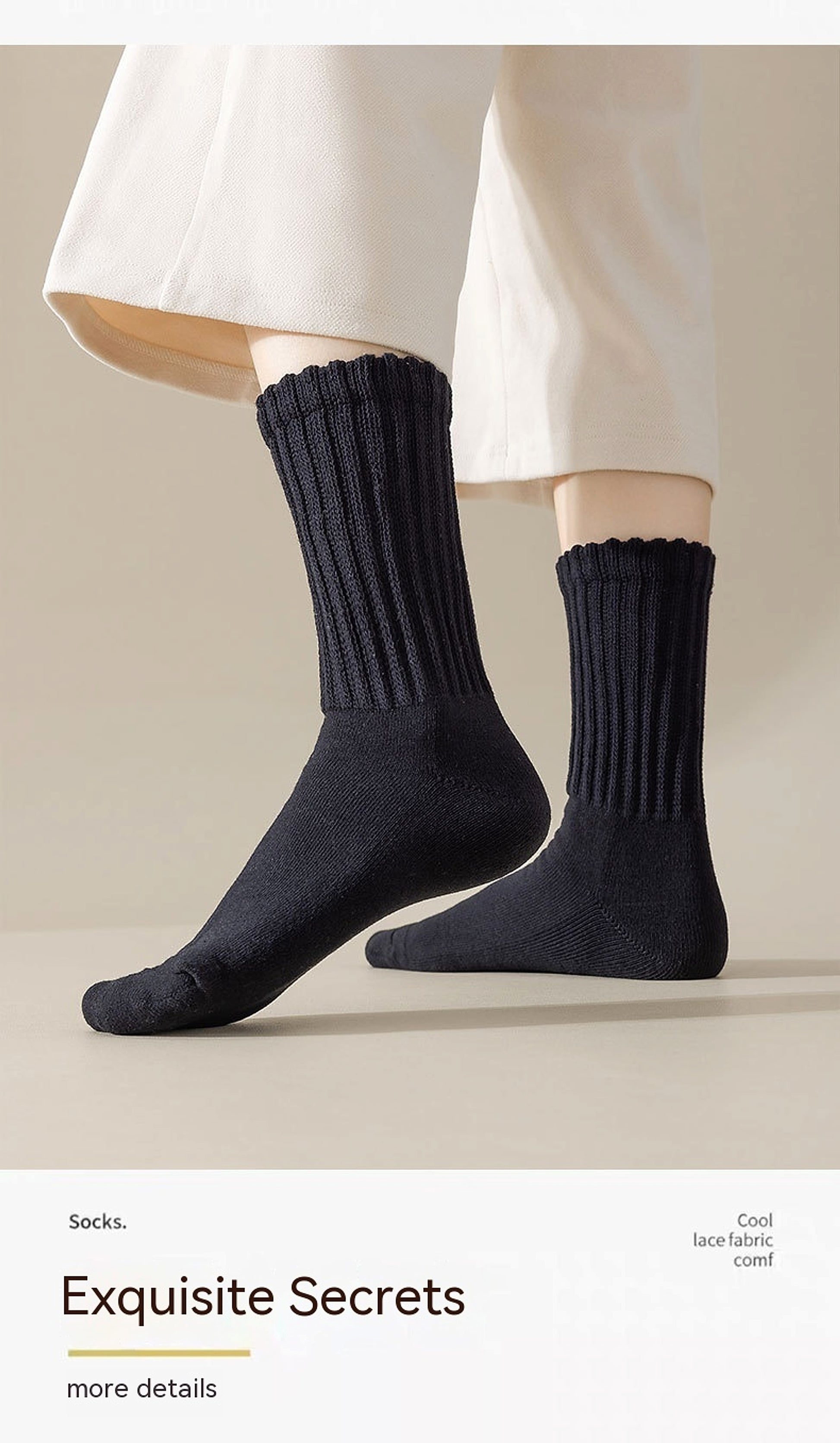 Winter Fleece-lined Thickened Middle Tube Cotton Thermal Terry Long Tube Casual Socks - enhanced image 4