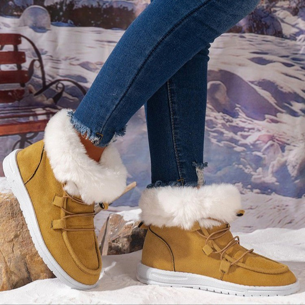 Winter Fleece Snow Boots For Women New Style Furry Casual Flat Plush Shoes Women's Warm Ankle Boots - enhanced image 4