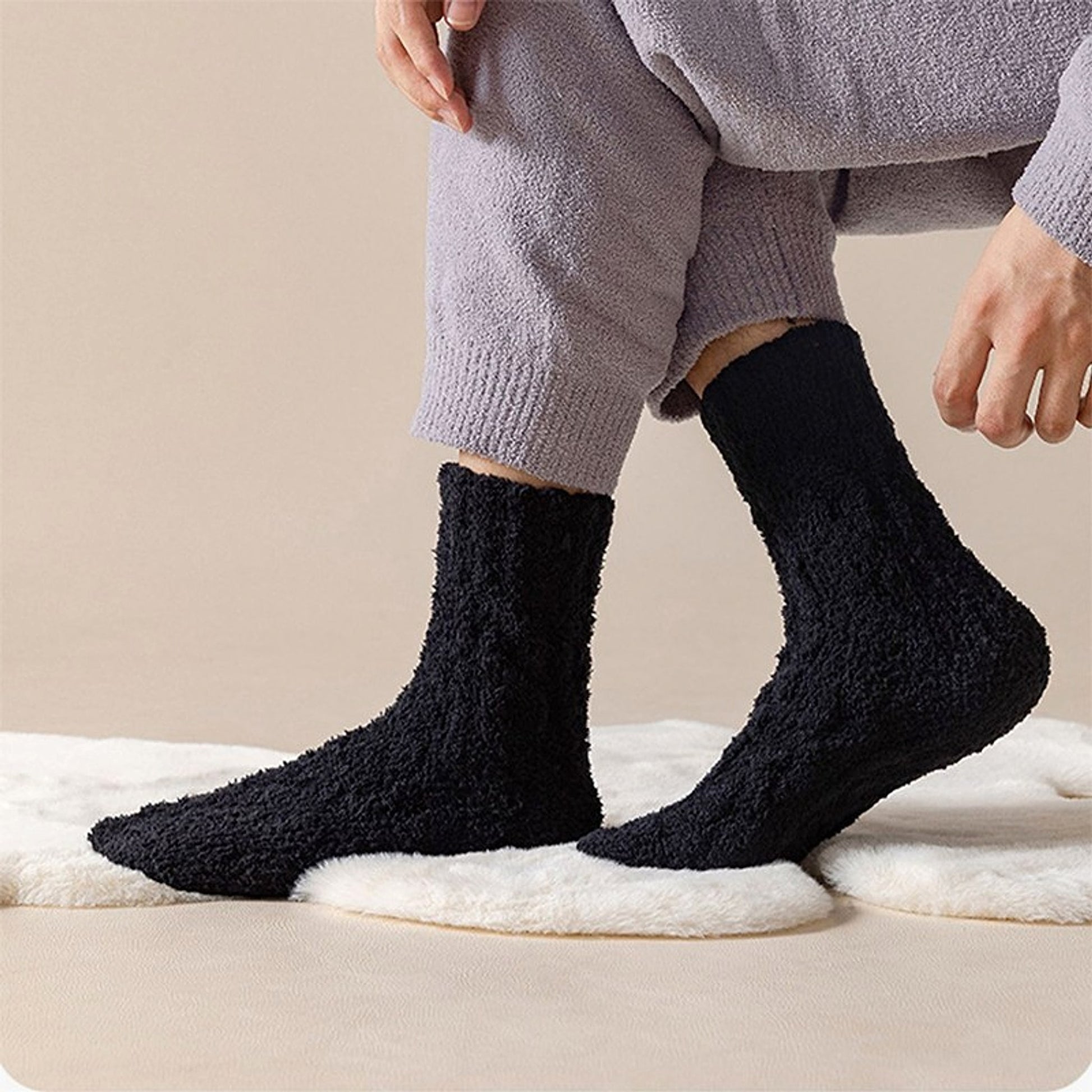 Winter Warm Fuzzy Coral Fleece Socks Women Men Velvet Thickened Home Sleepping Floor Socks - enhanced image 4