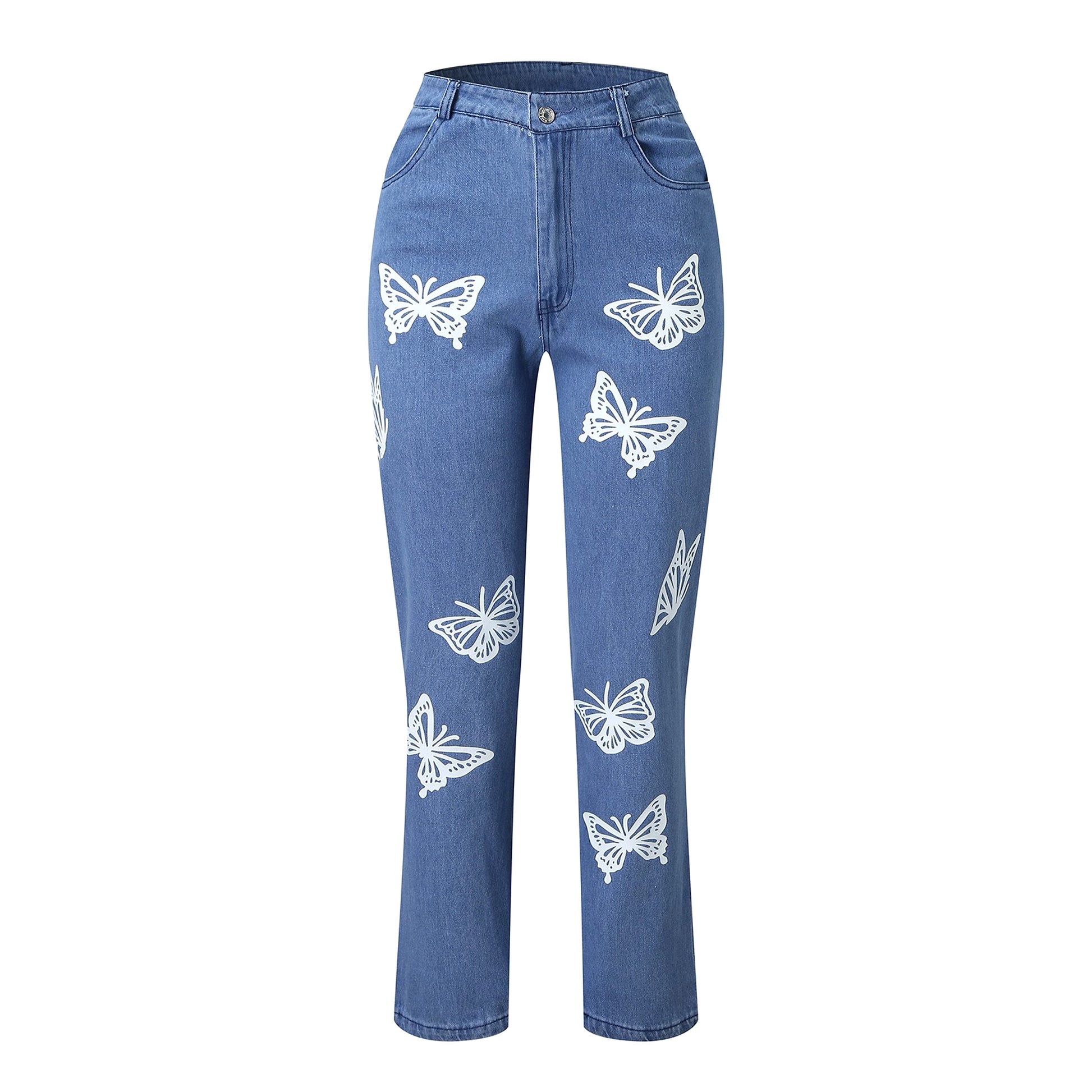 Women’s Wide-Leg Butterfly Jeans – Hot-Flower Vintage Statement Pants - enhanced image 4