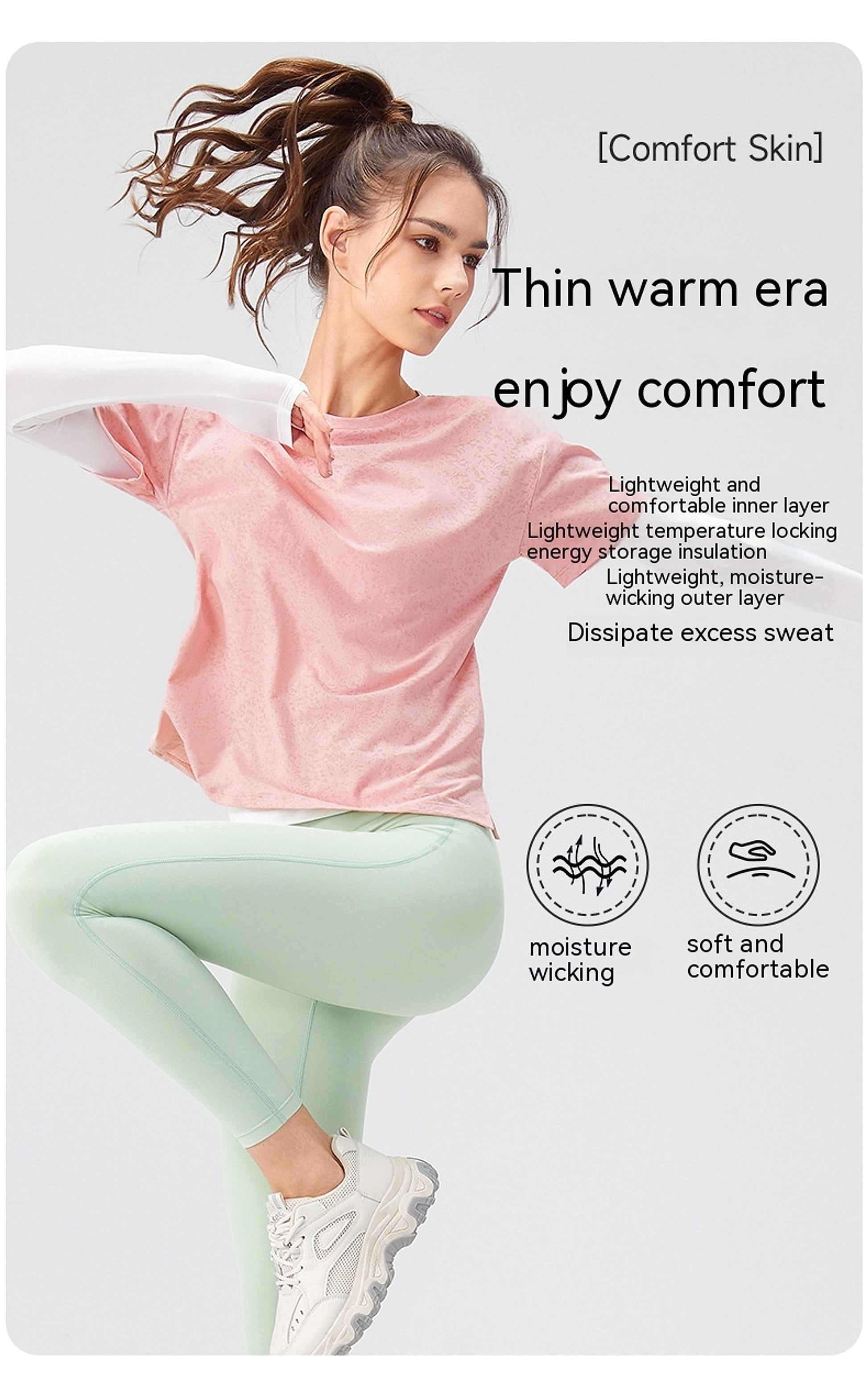 Z. Women's Fake Two-piece Loose Sports Long Sleeve Yoga Wear - enhanced image 4