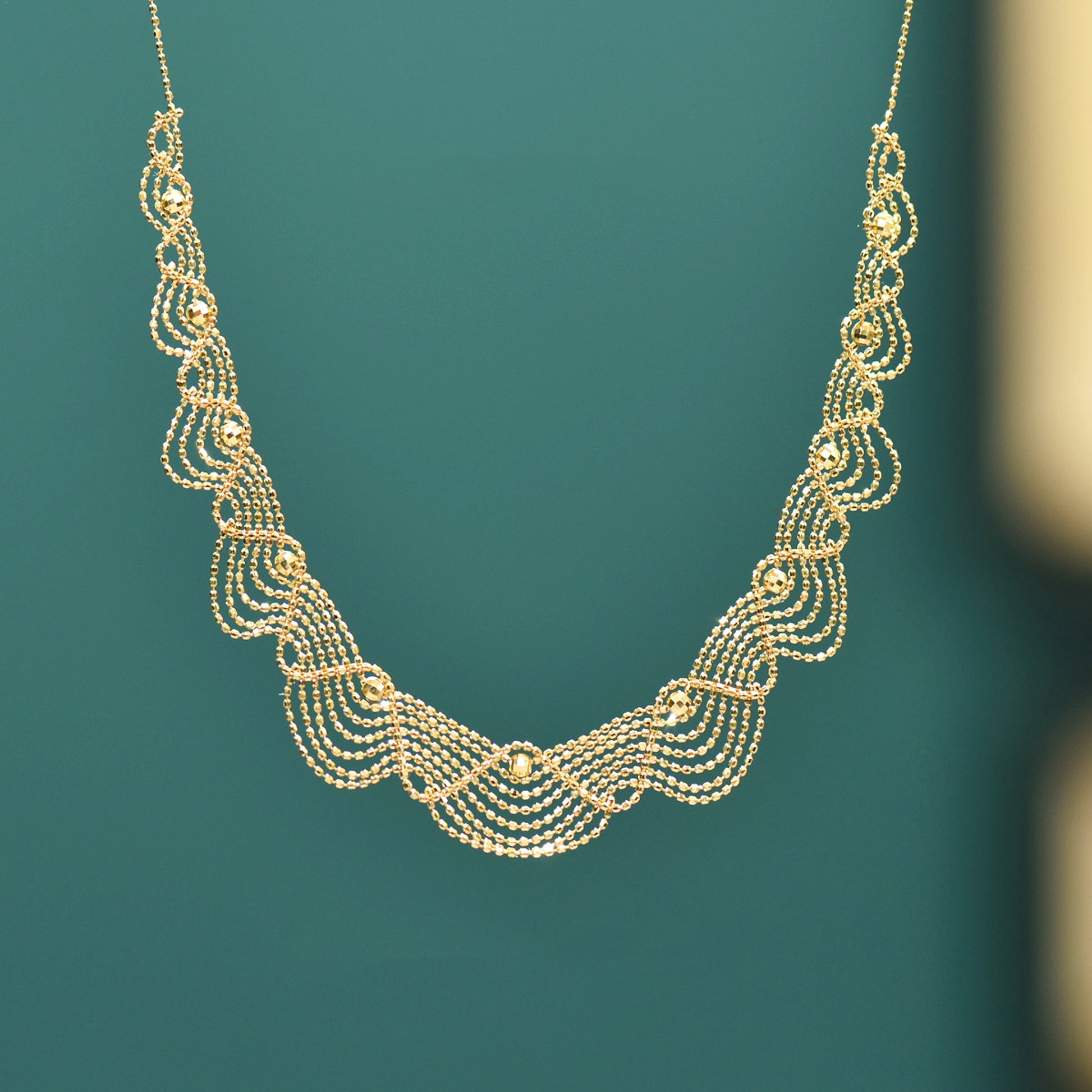 Women's Fashion 18k Gold Lace Necklace - enhanced image 4